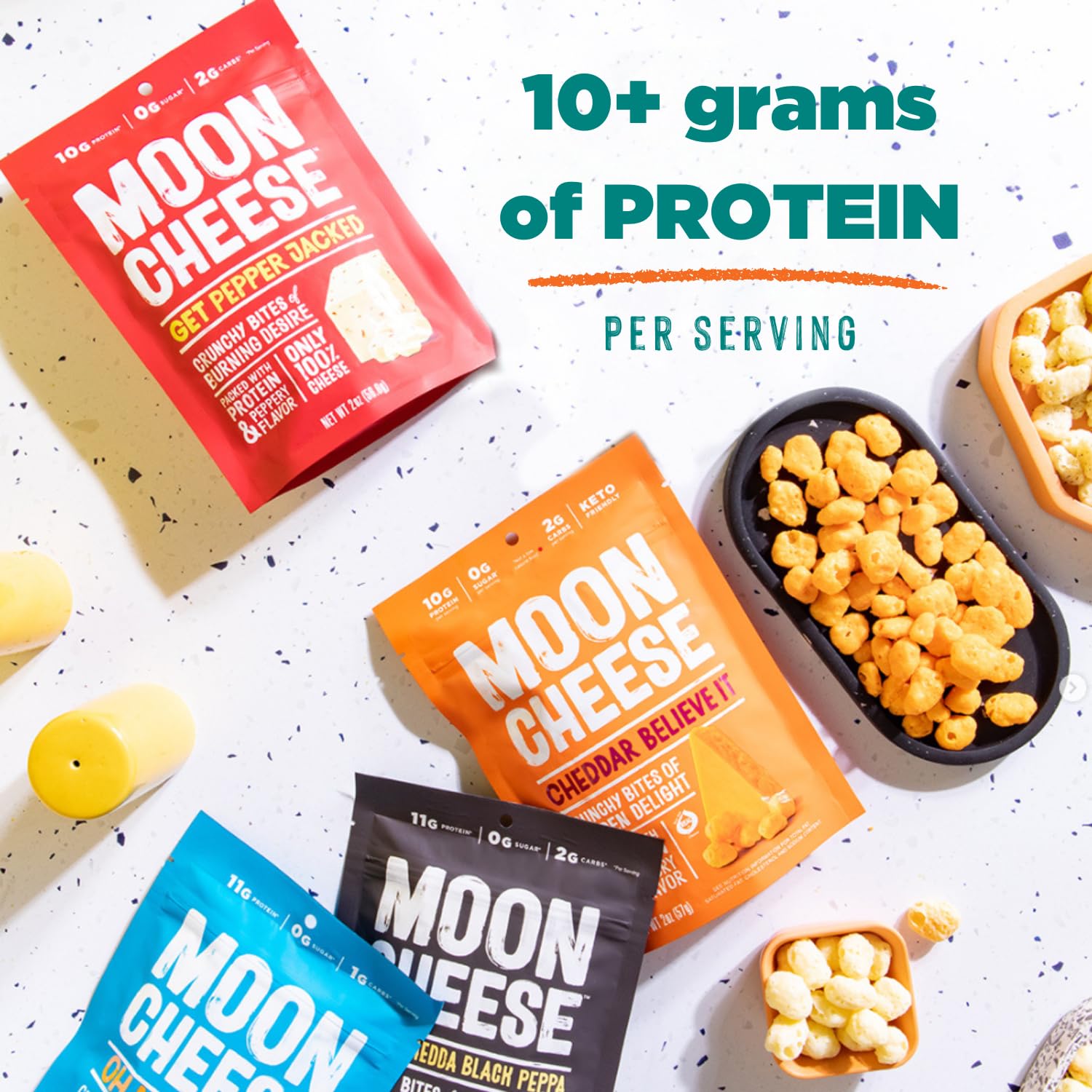 Moon Cheese dentro de lonchera escolar, práctico y rico en proteína para niños