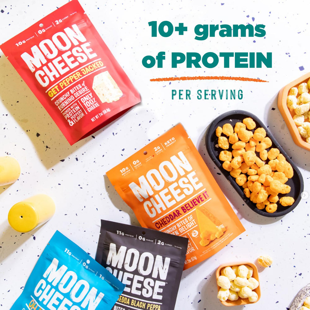 Moon Cheese dentro de lonchera escolar, práctico y rico en proteína para niños