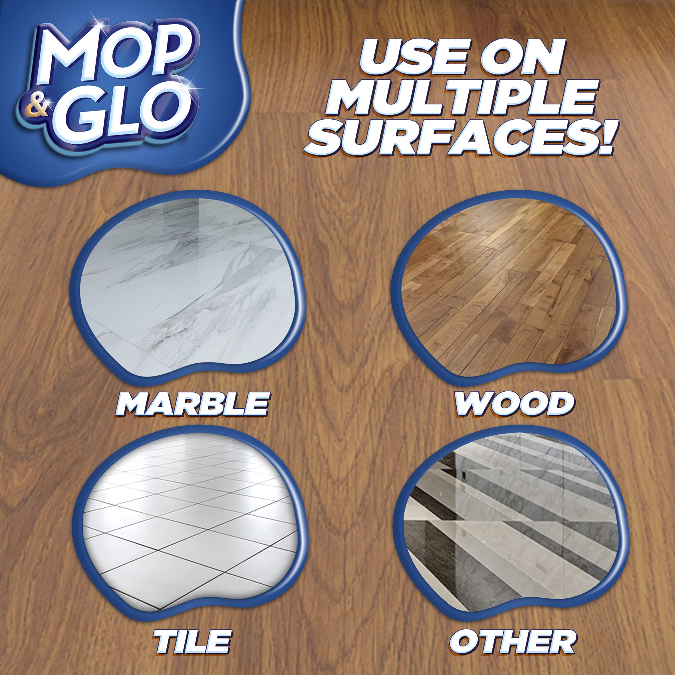 Mop & Glo aplicado con trapeador mostrando limpieza eficaz