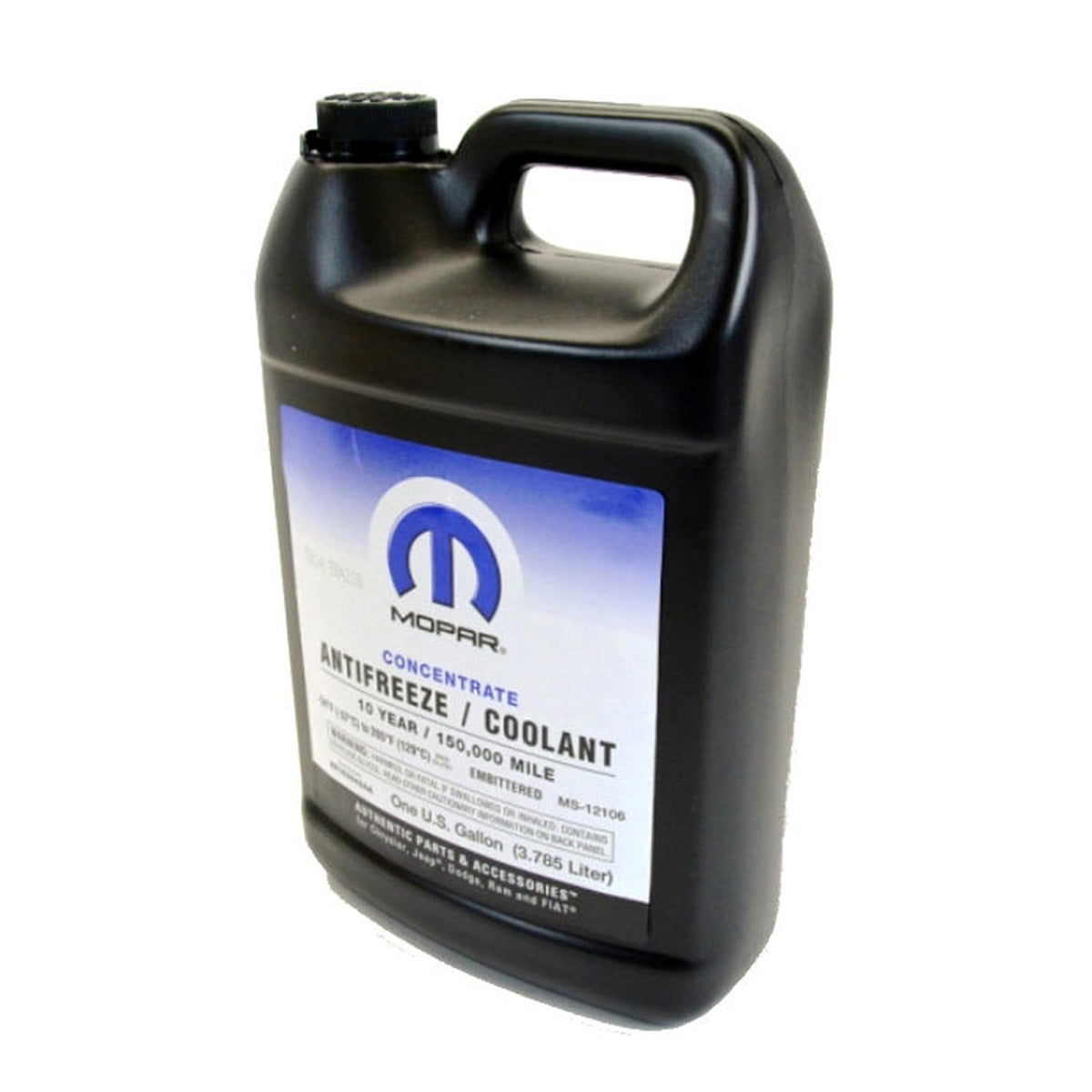 Mopar 1 gallon concentrate bottle front label showing product and OEM benefit