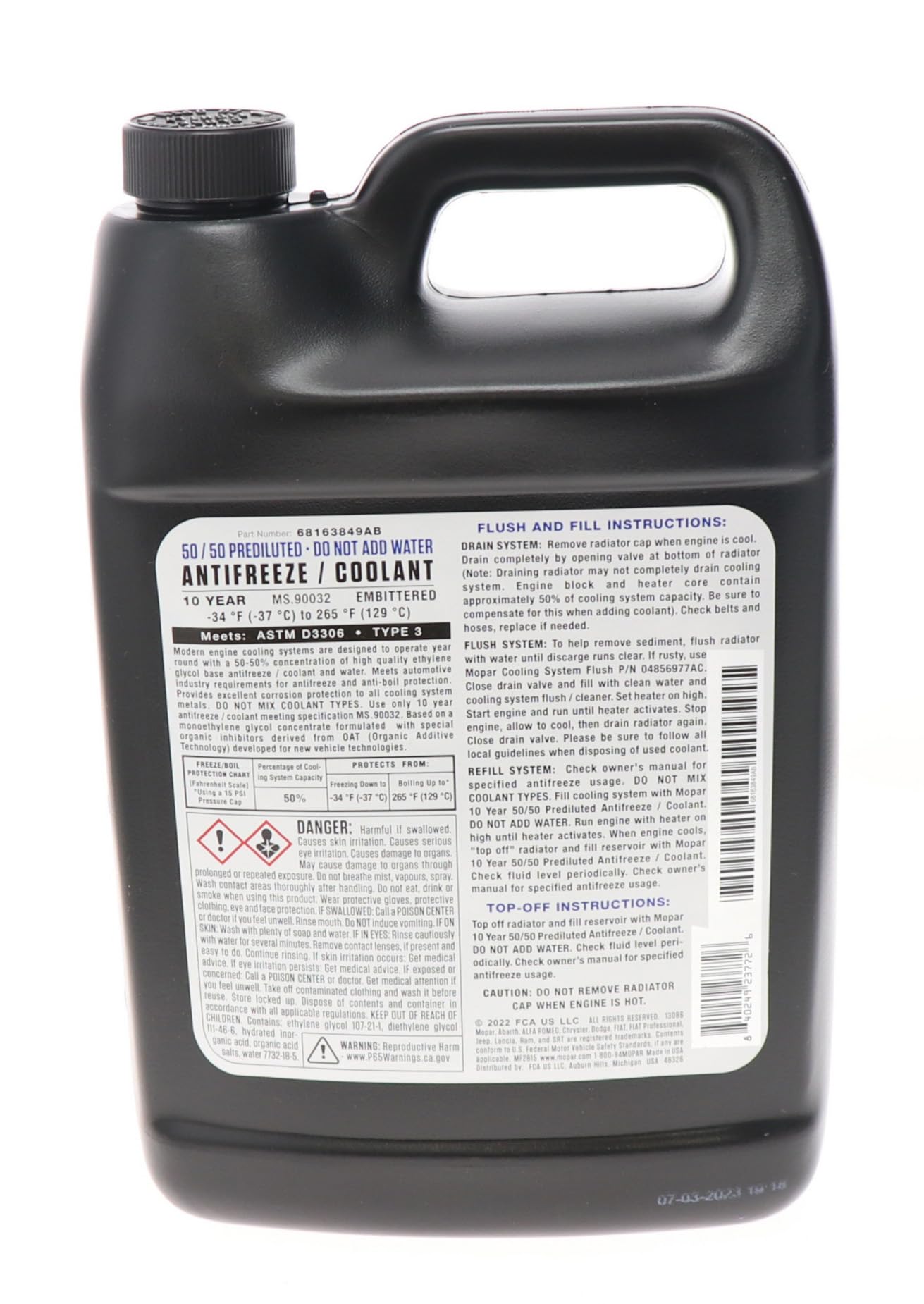 Mopar coolant close-up showing pink color and texture for easy identification and quality assurance