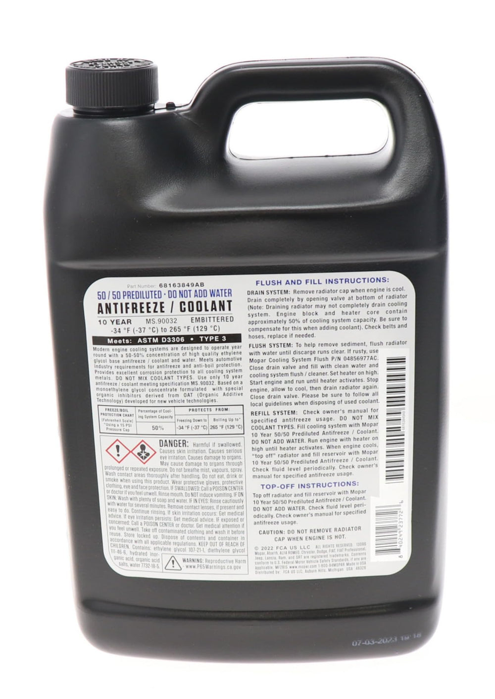 Mopar coolant close-up showing pink color and texture for easy identification and quality assurance