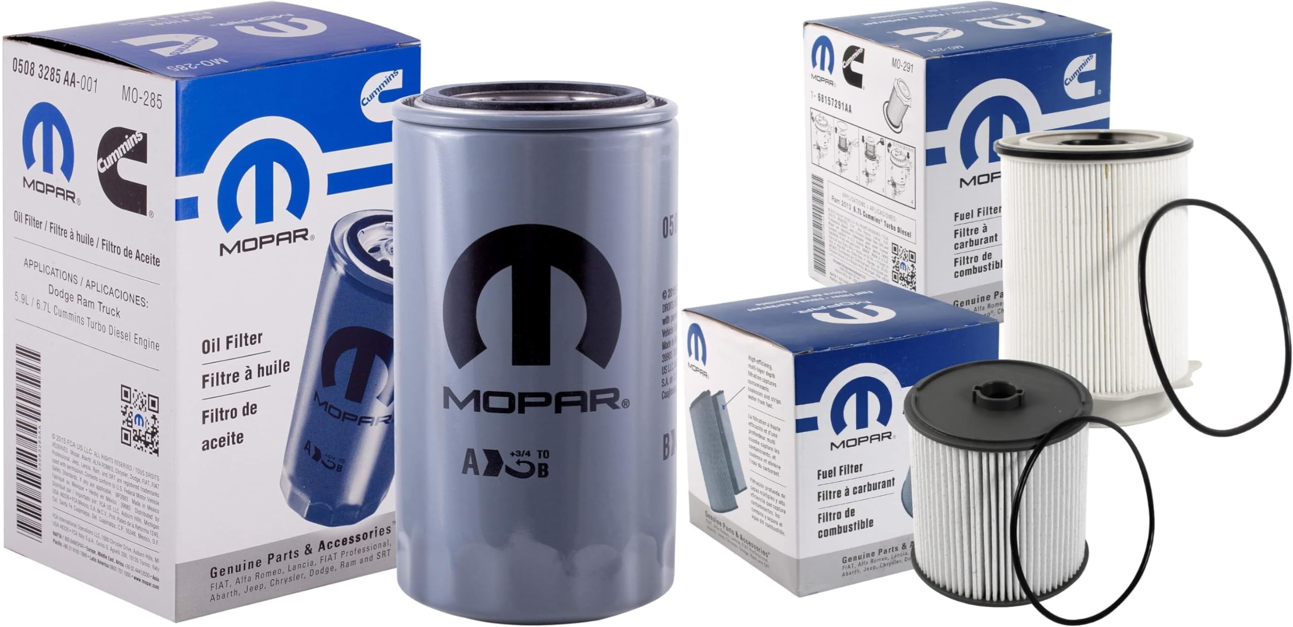 Mopar kit de filtros frontal mostrando ajuste OEM y protección del motor