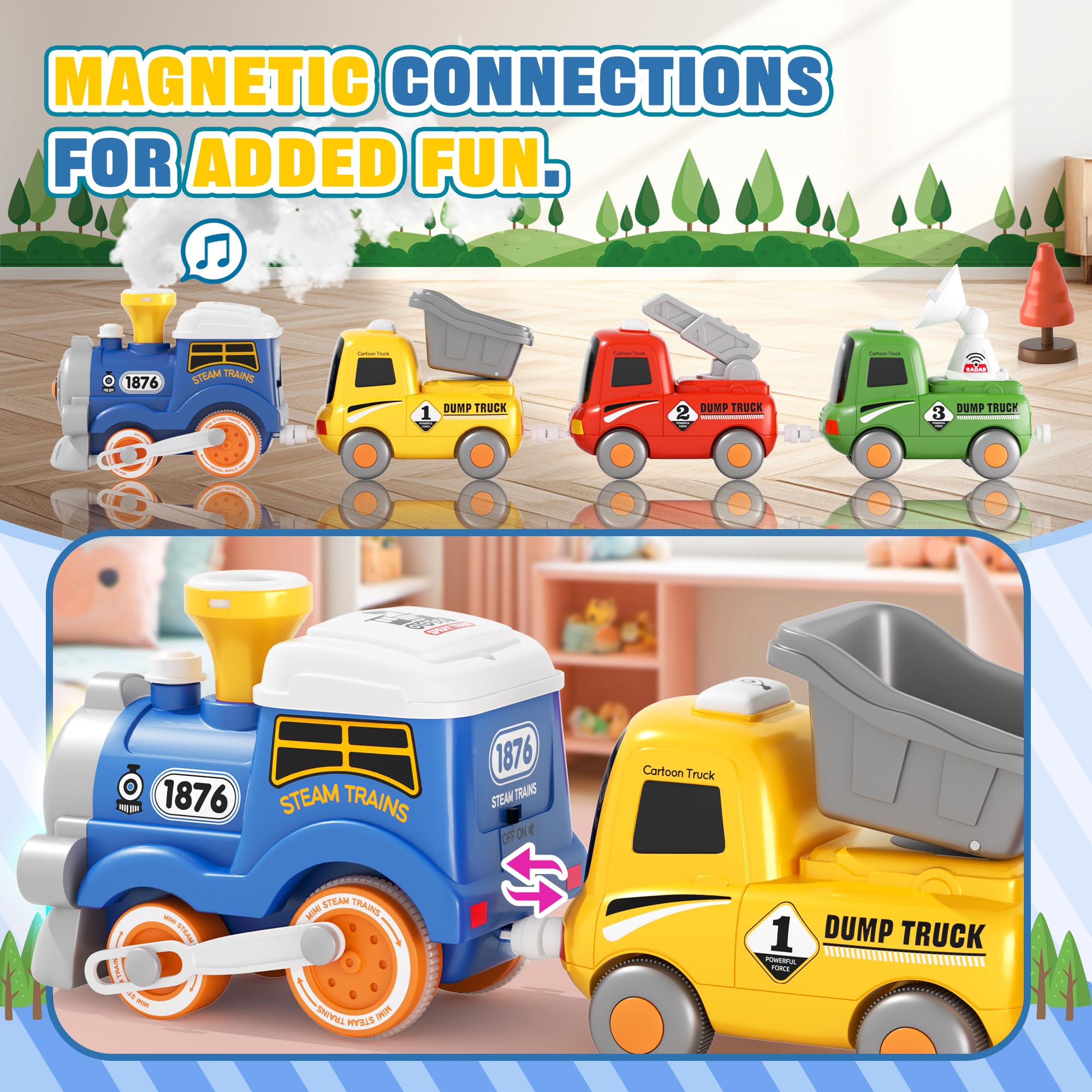 MORECOLL conjunto completo con locomotora, vagones y vías para imaginación