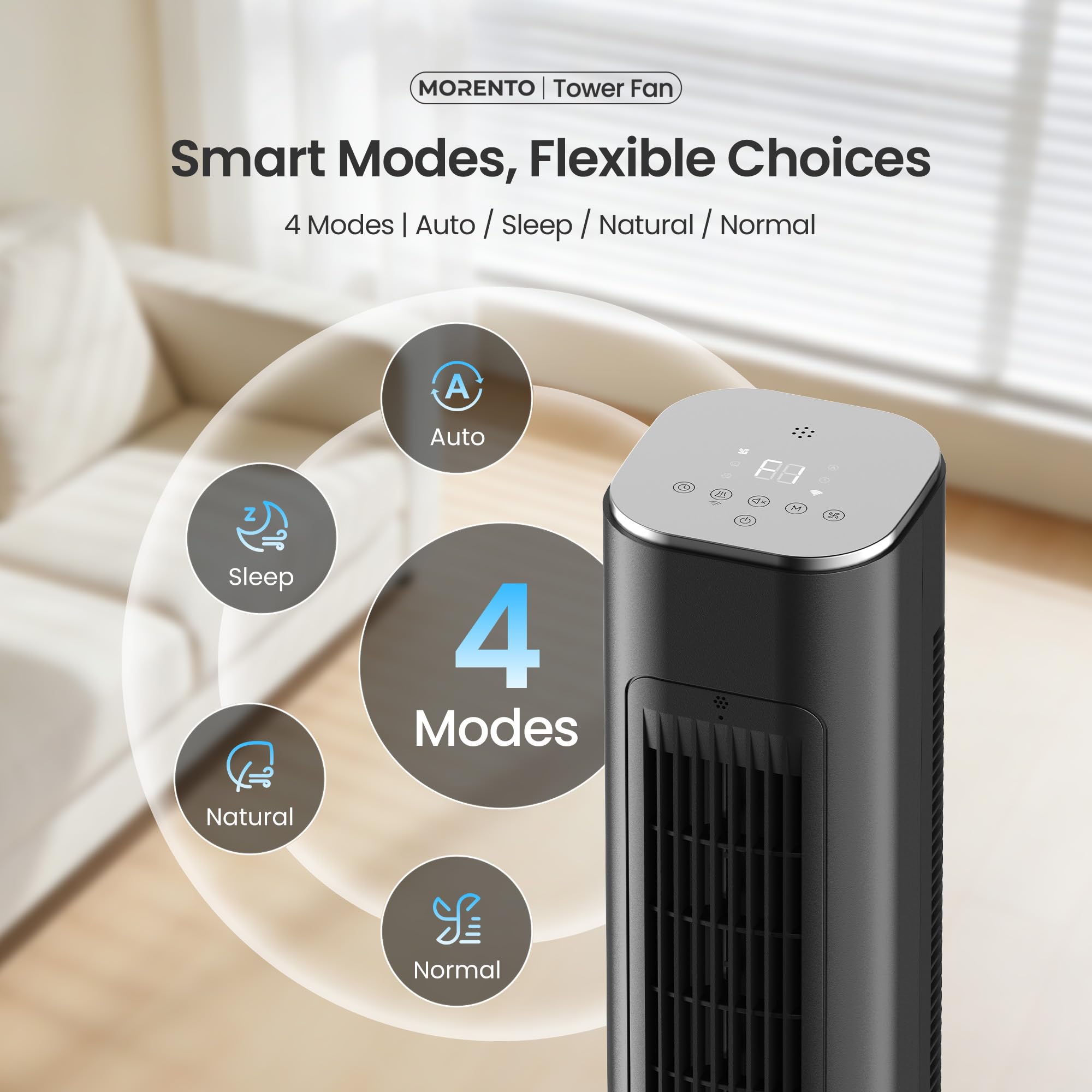 MORENTO oscilación 90 grados que distribuye el aire a toda la habitación