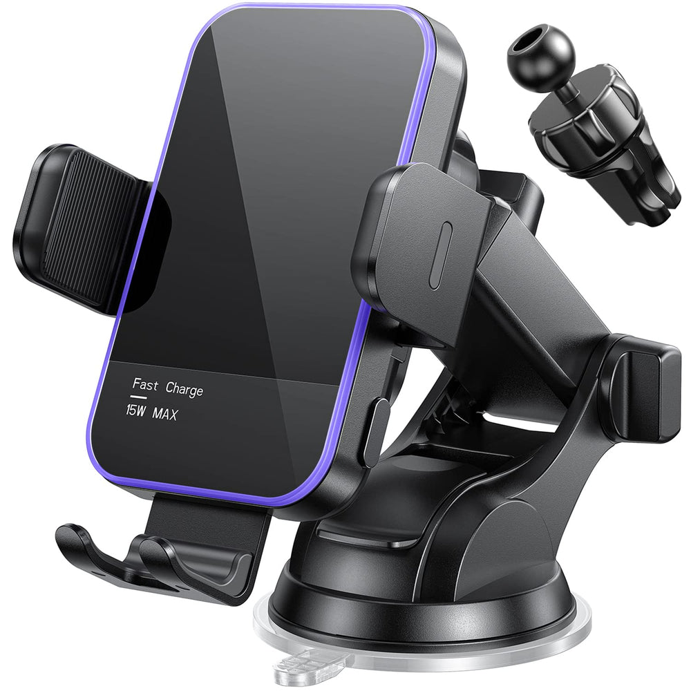 Mosurr vista frontal del cargador con sujeción automática, sujeta el móvil segura