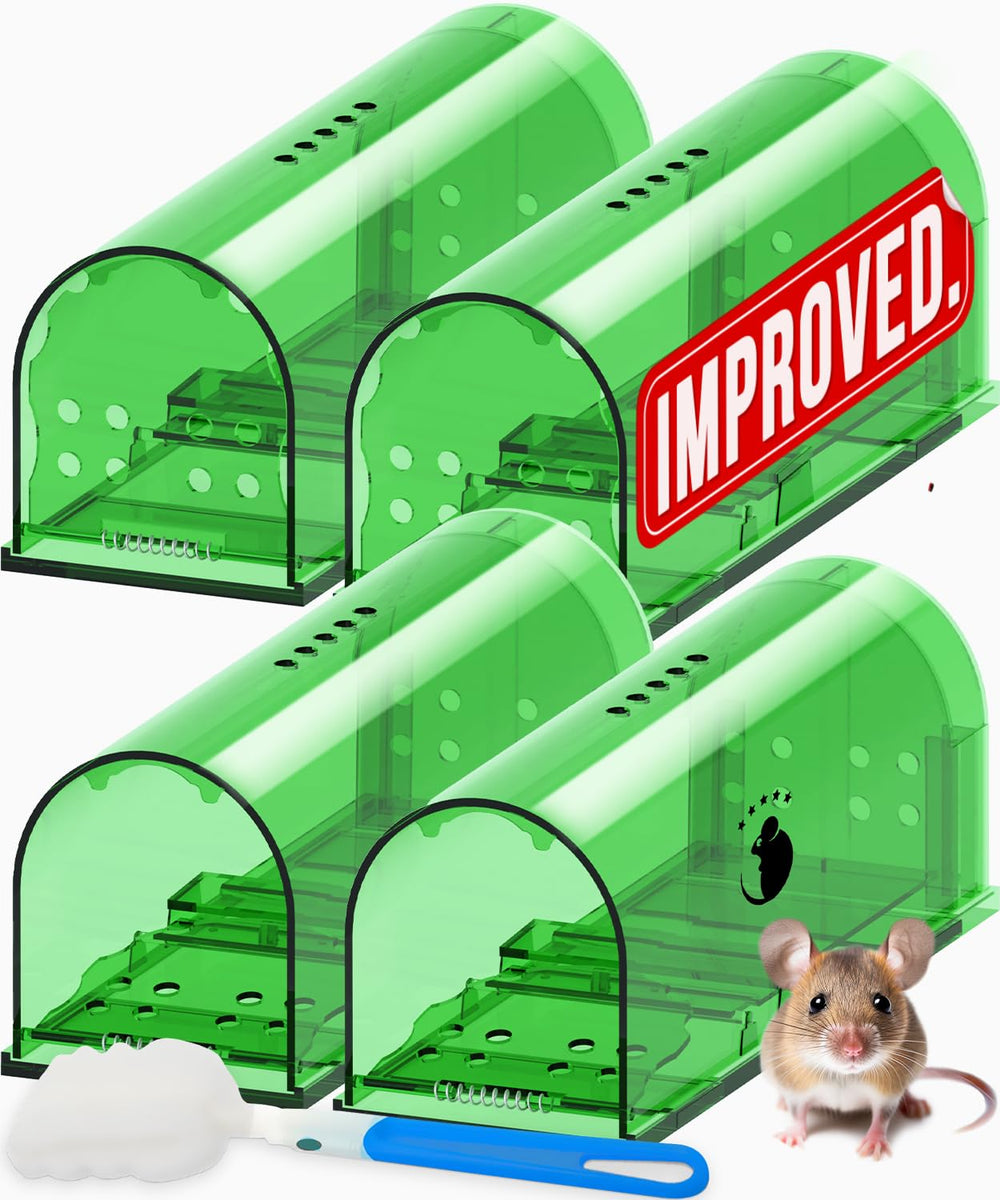 Motel Mouse vista frontal del empaque mostrando pack de cuatro trampas, solución ética