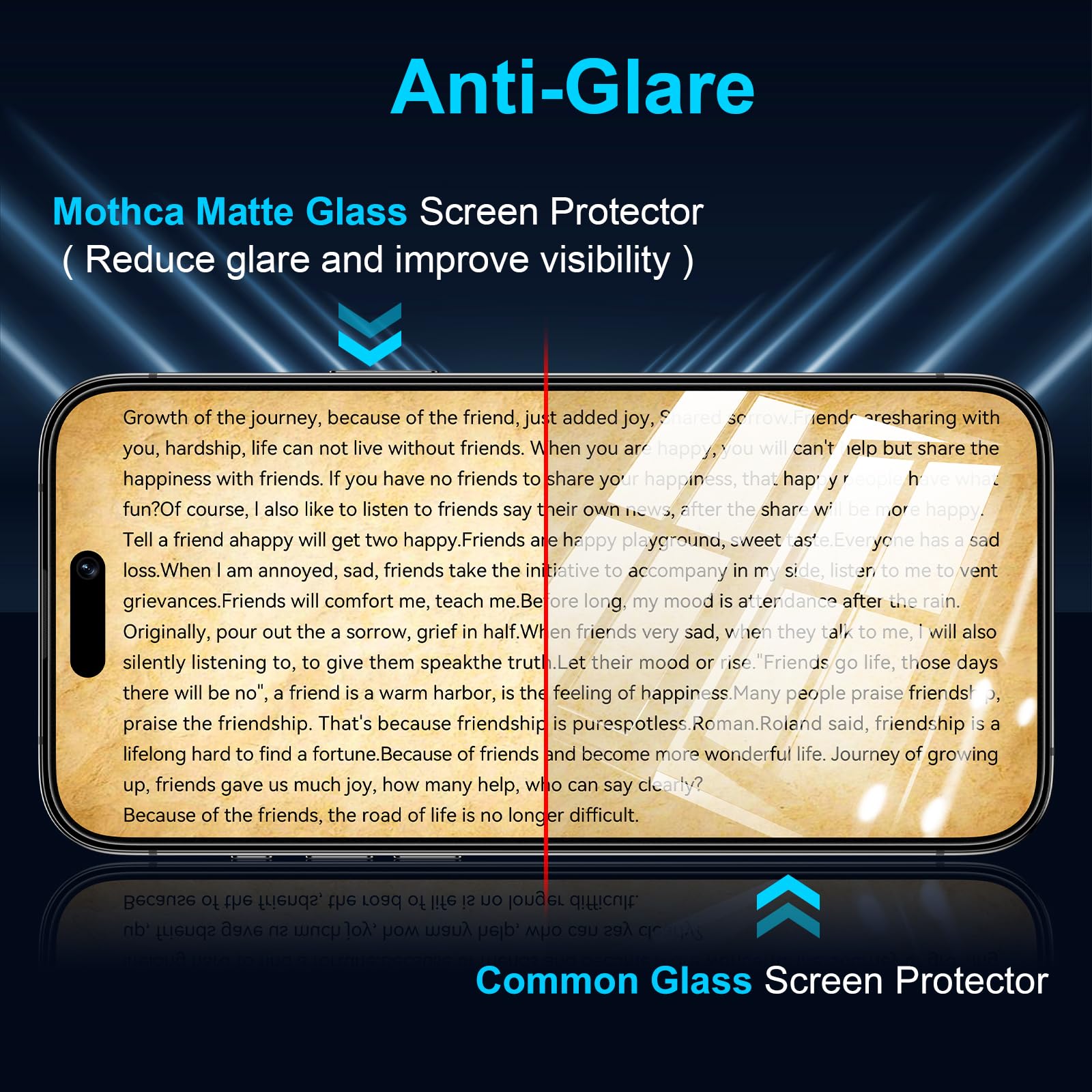 Protector Mothca colocado en iPhone mostrando cobertura total y protección