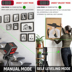Trípode ajustable con Motovera LL-T2 montado para trabajo en obra