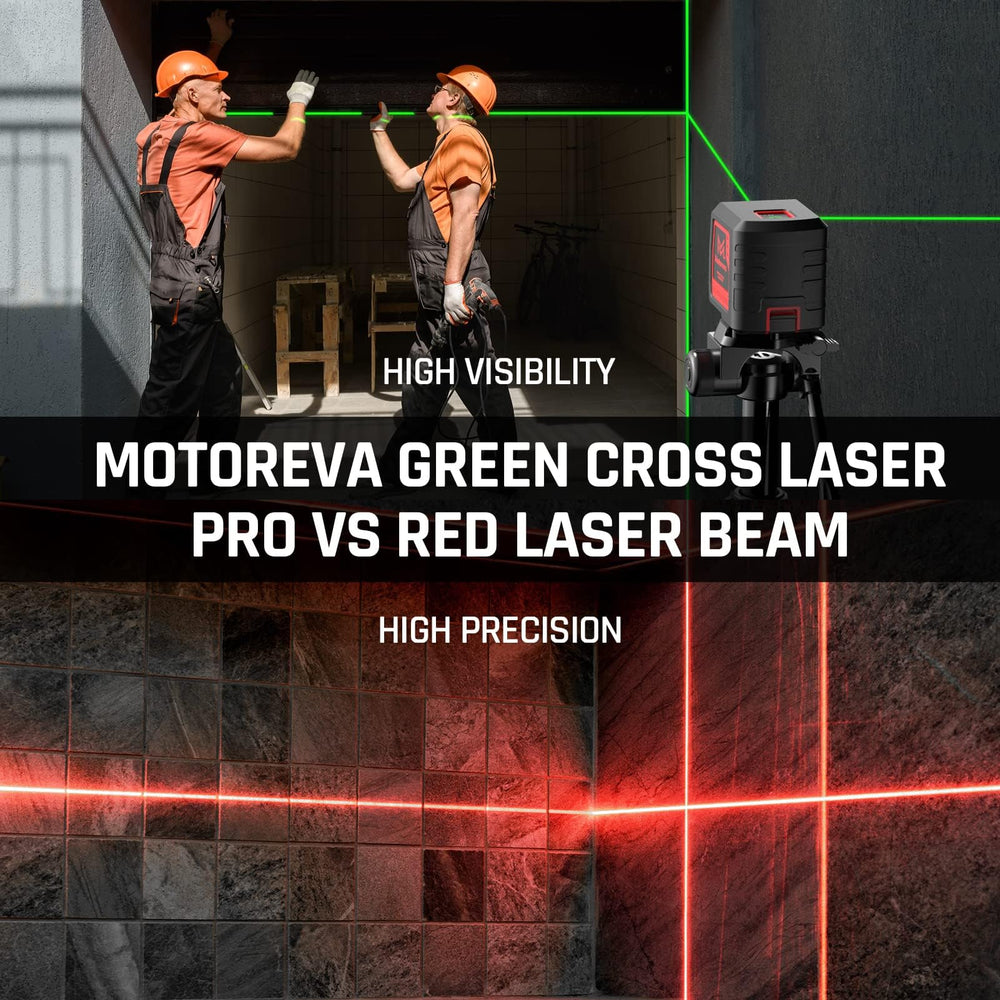 Nivel Motovera proyectando línea cruzada durante instalación de estantería