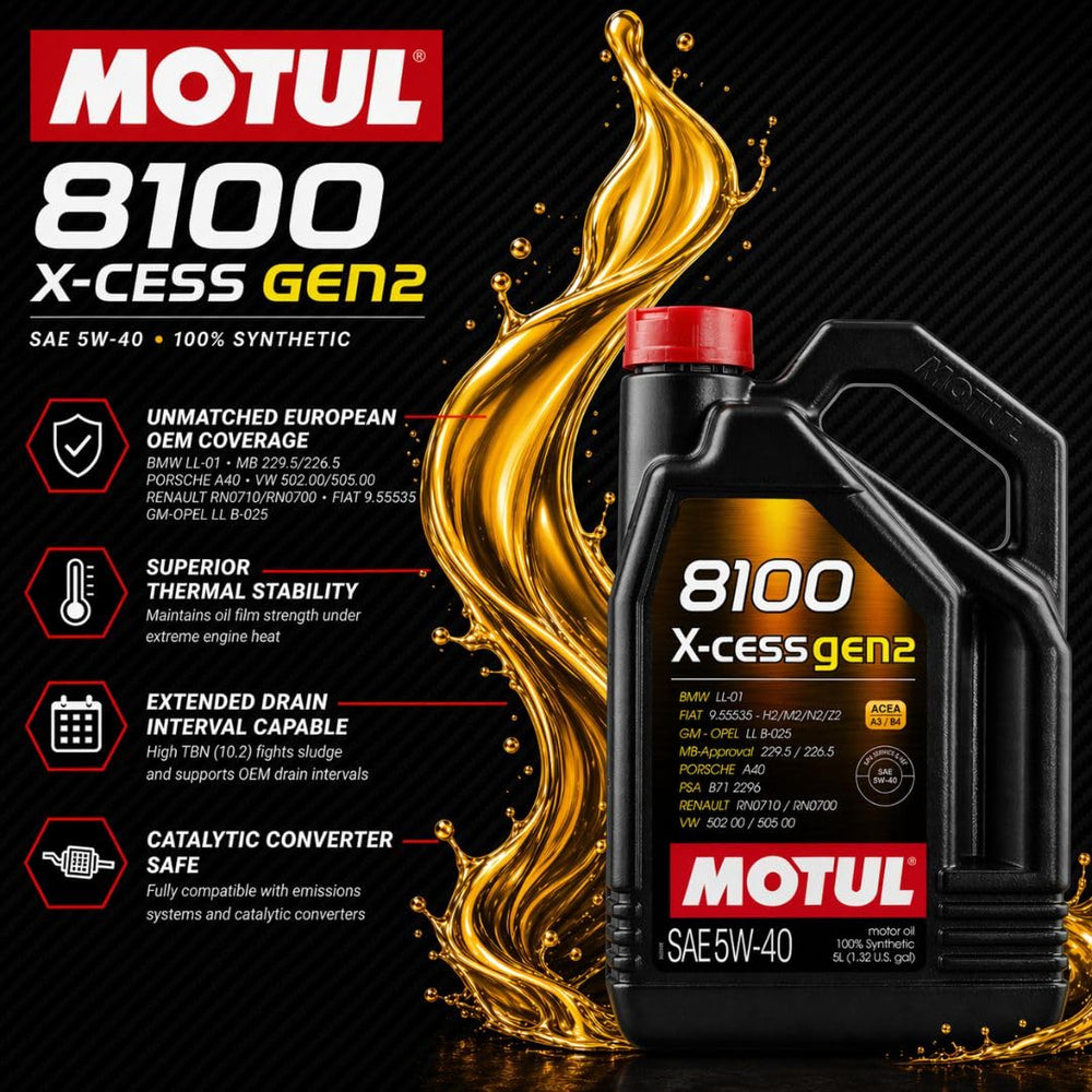 Motul 8100 X-Cess Gen2 detalle de etiqueta y cierre que garantiza información OEM clara