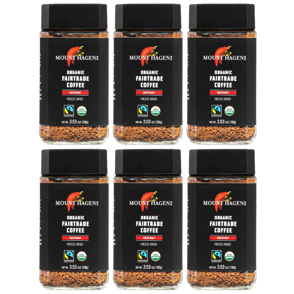 Mount Hagen frasco frontal mostrando etiqueta orgánica y beneficio de calidad