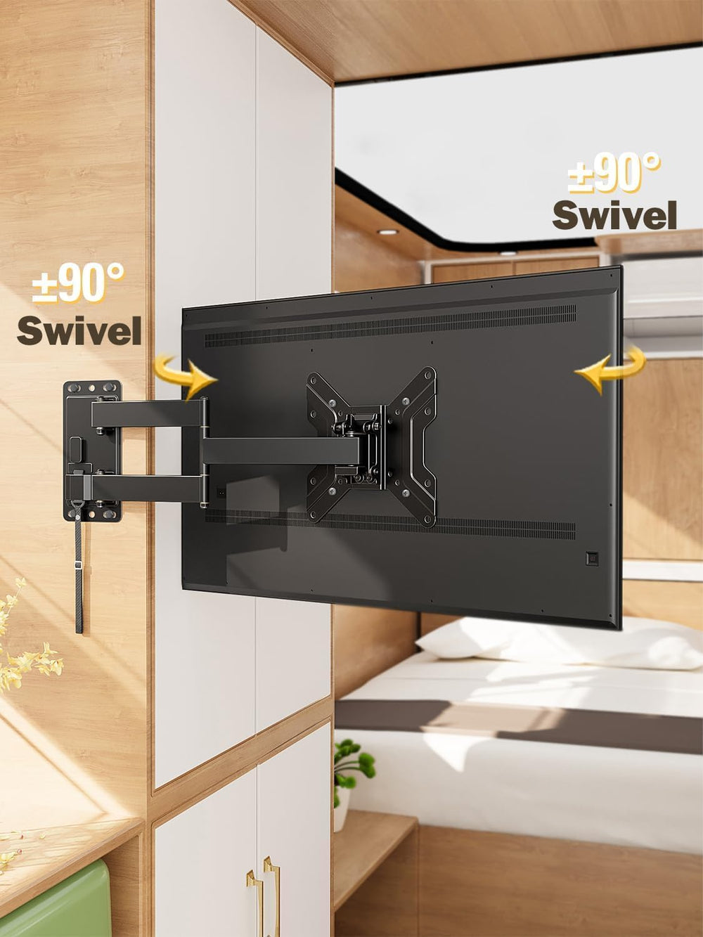 Mounting Dream soporte con TV instalado dentro de un RV para comodidad