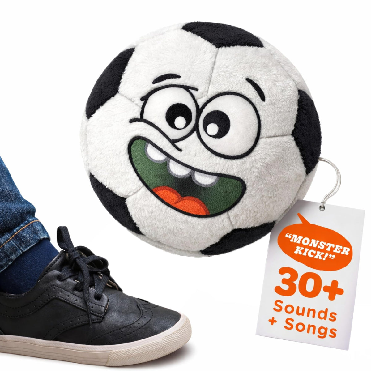 Move2Play front packaging view showing toy soccer ball and features benefit