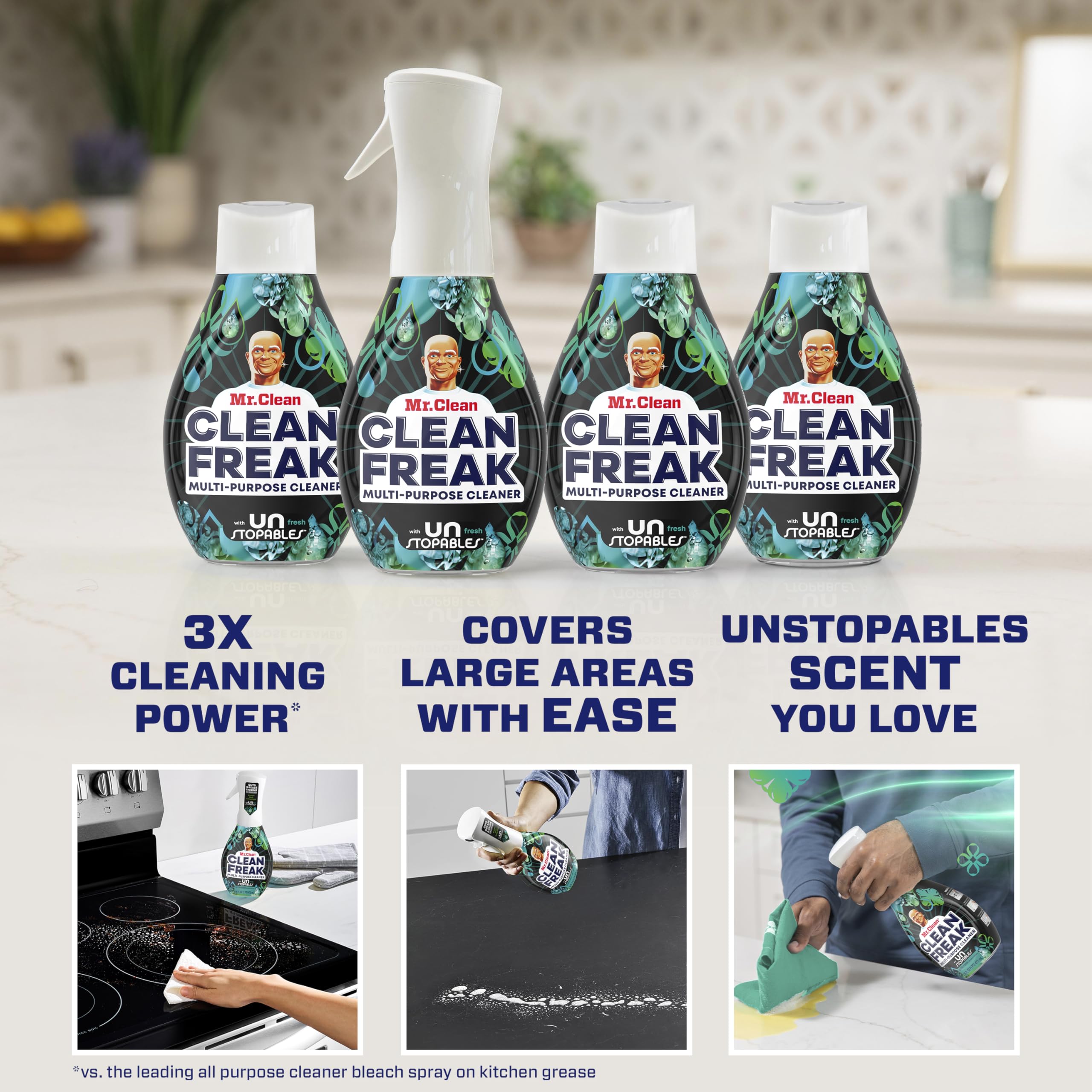 Mr. Clean detalle de la boquilla Power Nozzle, facilidad de uso y control