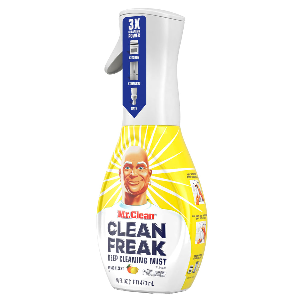 Mr. Clean en cocina lifestyle mostrando resultado fresco y ordenado