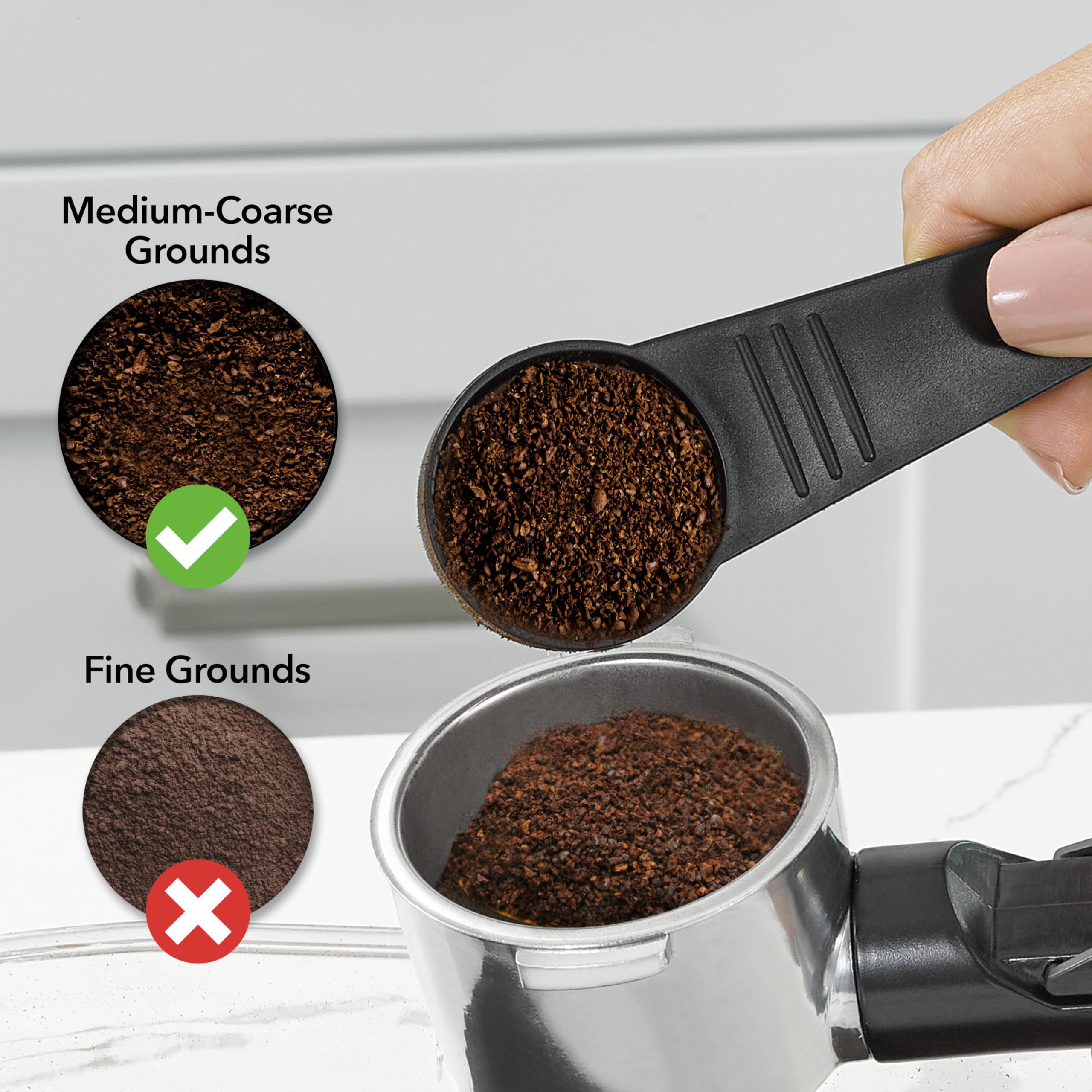 Mr. Coffee jarra medidora con marcas y cuchara dosificadora, asegura medidas precisas