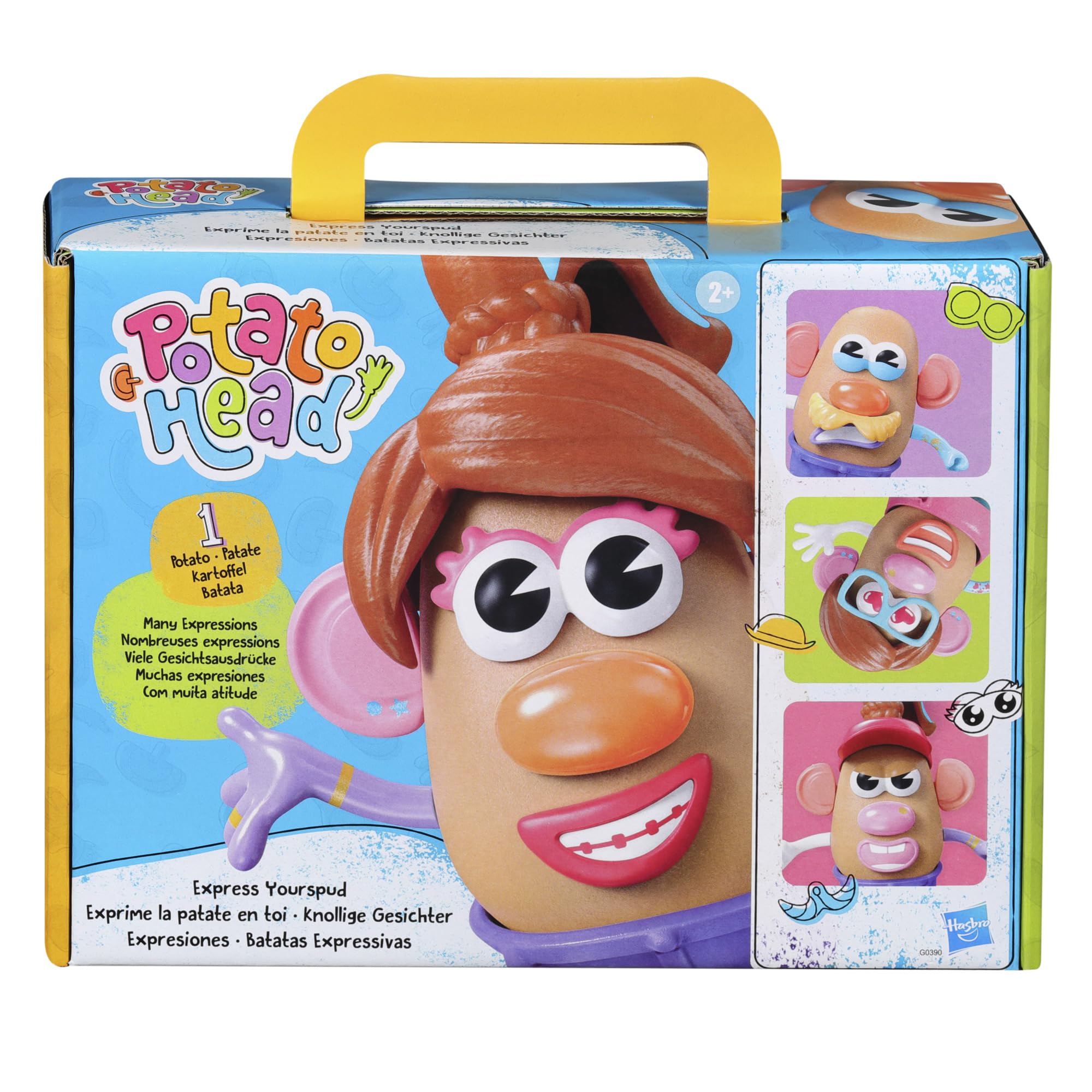 Mr. Potato Head vista frontal del empaque mostrando piezas y valor educativo