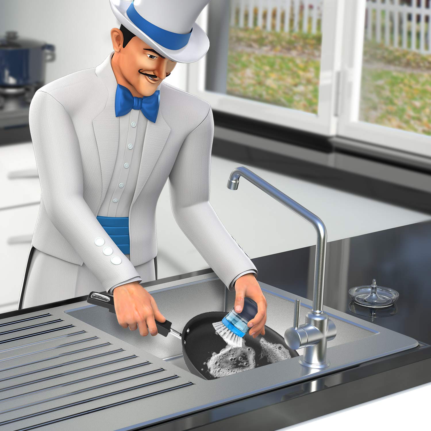 MR.SIGA detalle de cerdas de nailon, limpieza sin rayar utensilios