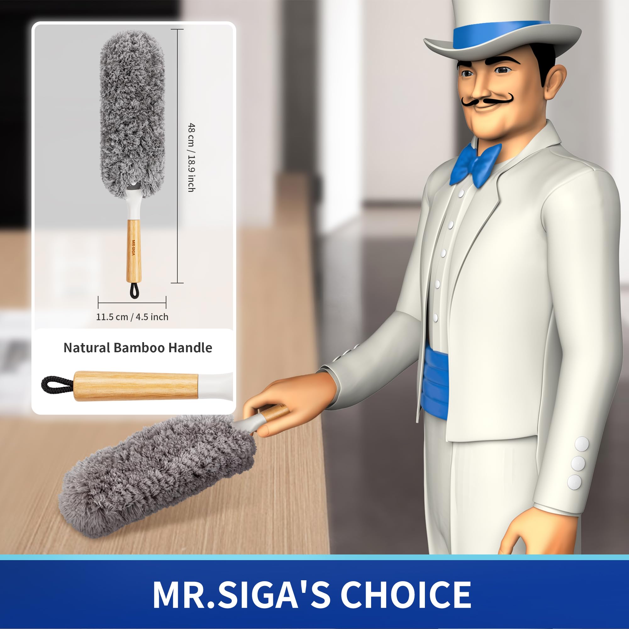 MR.SIGA detalle de fibras de microfibra que atrapan polvo eficazmente