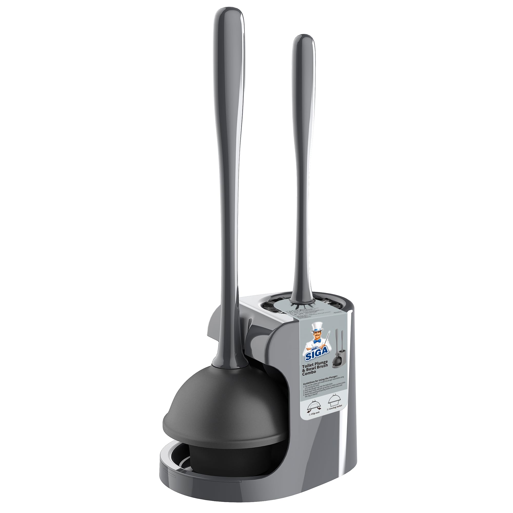 MR.SIGA front view with holder showing compact storage and tidy bathroom benefit