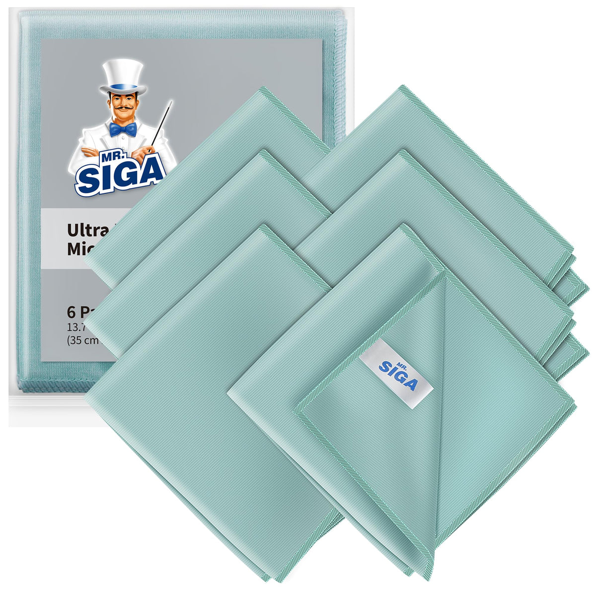 MR.SIGA vista frontal del pack de 6 paños, limpieza eficiente