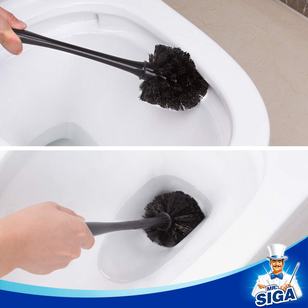 MR.SIGA comparación de tamaño junto a inodoro que muestra escala compacta