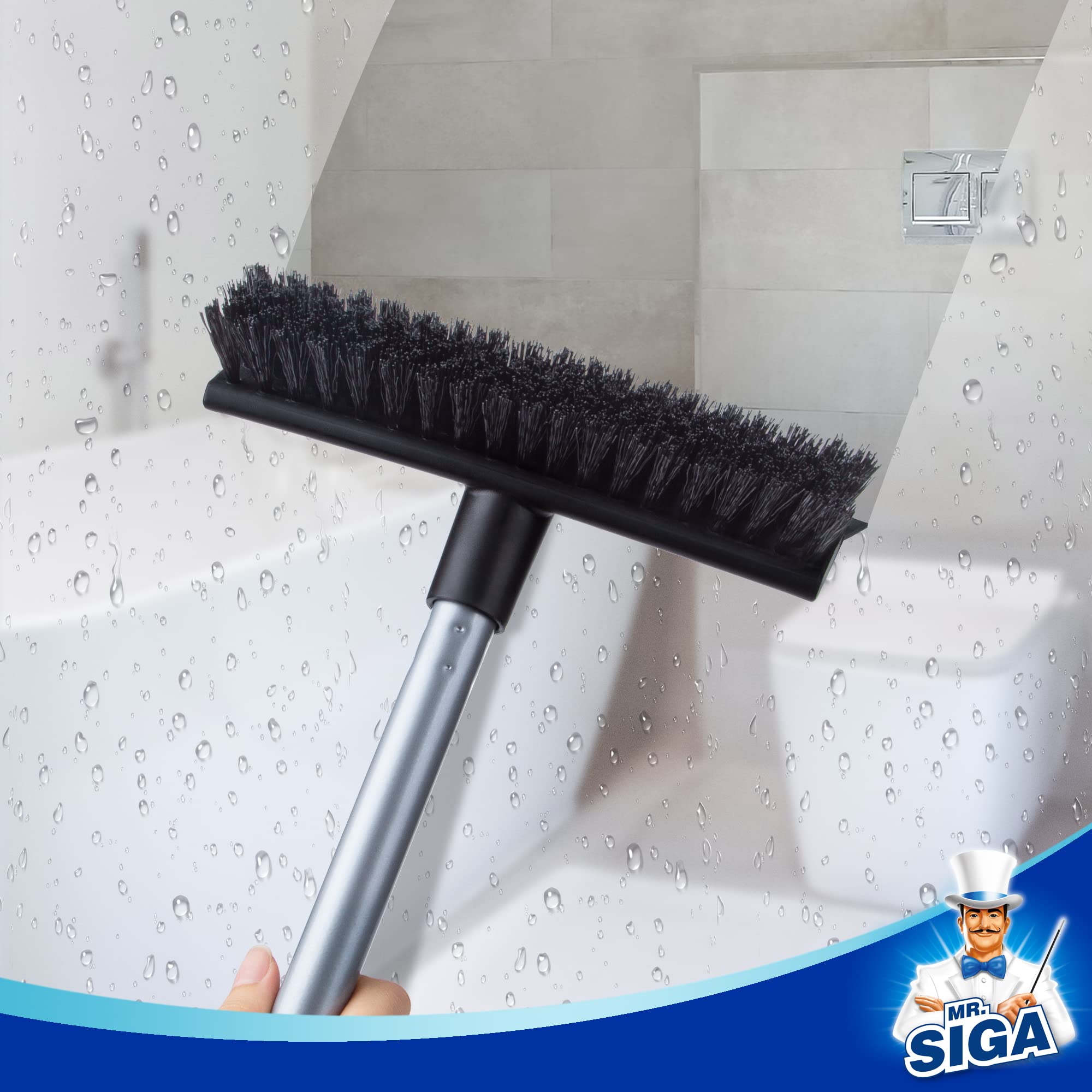 MR.SIGA uso en ducha removiendo restos de jabón y agua rápidamente