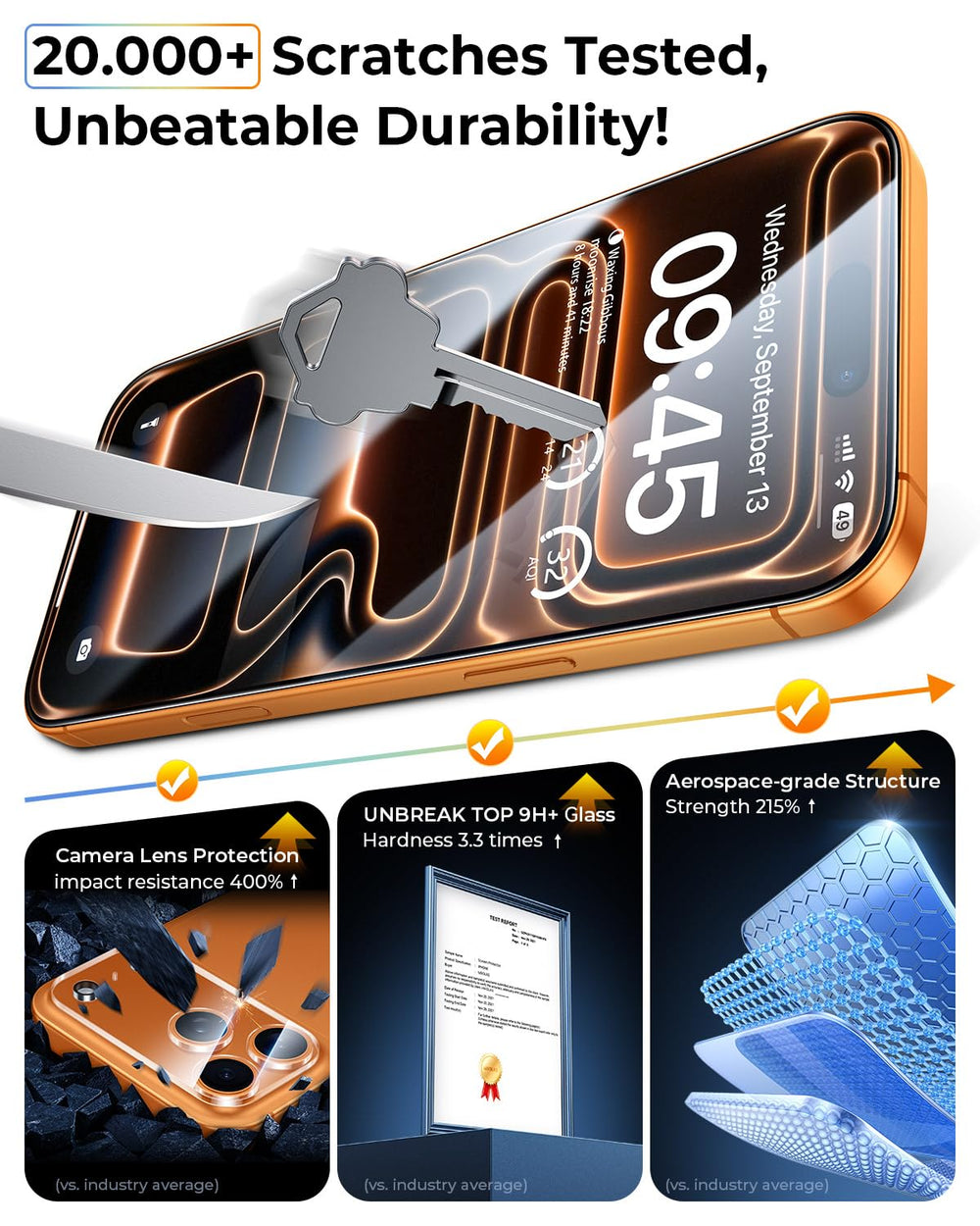 MRGLAS borde 3D curvado ajustado al iPhone 17 Pro Max para cobertura total