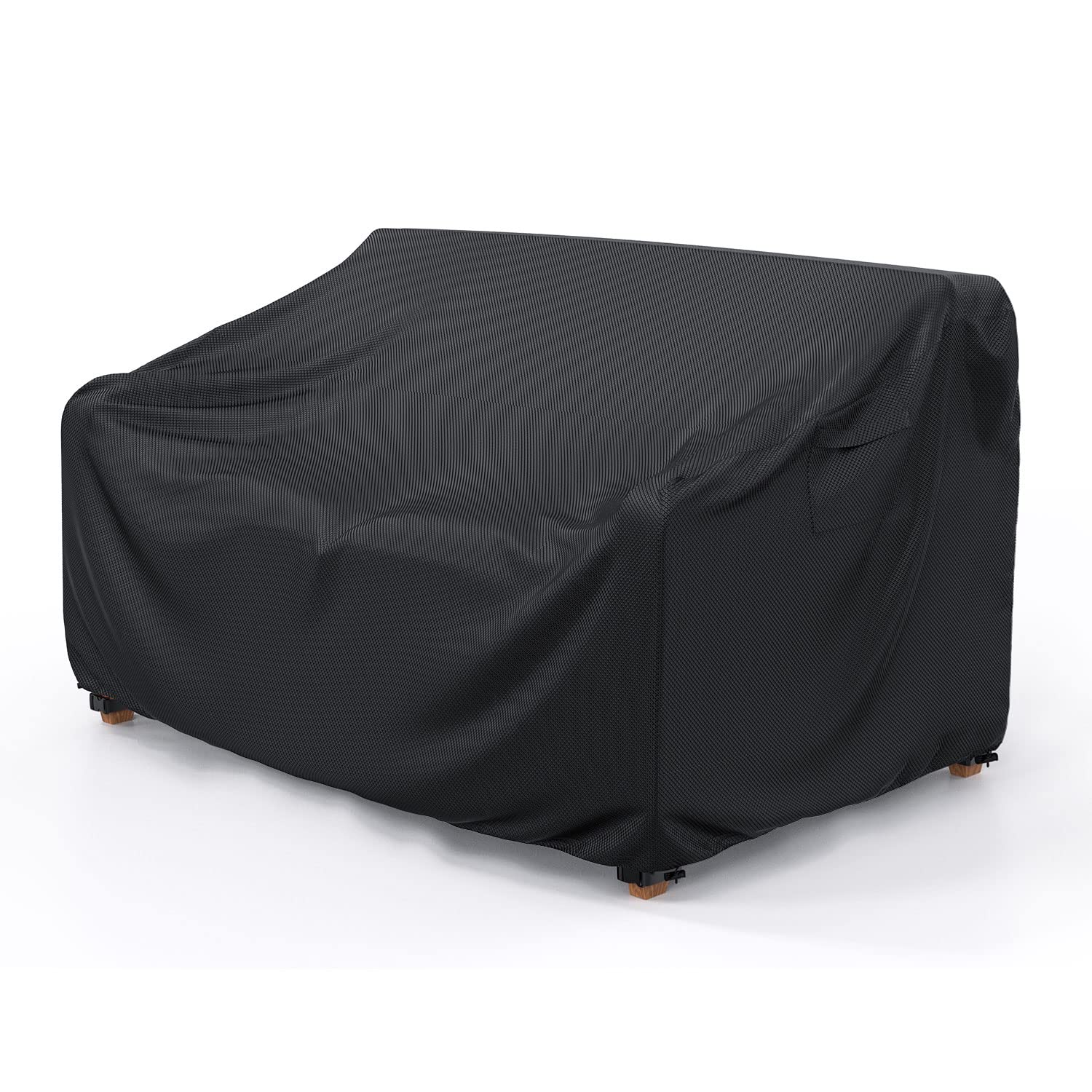 Mrrihand front view of the black patio sofa cover showing full fit and protection