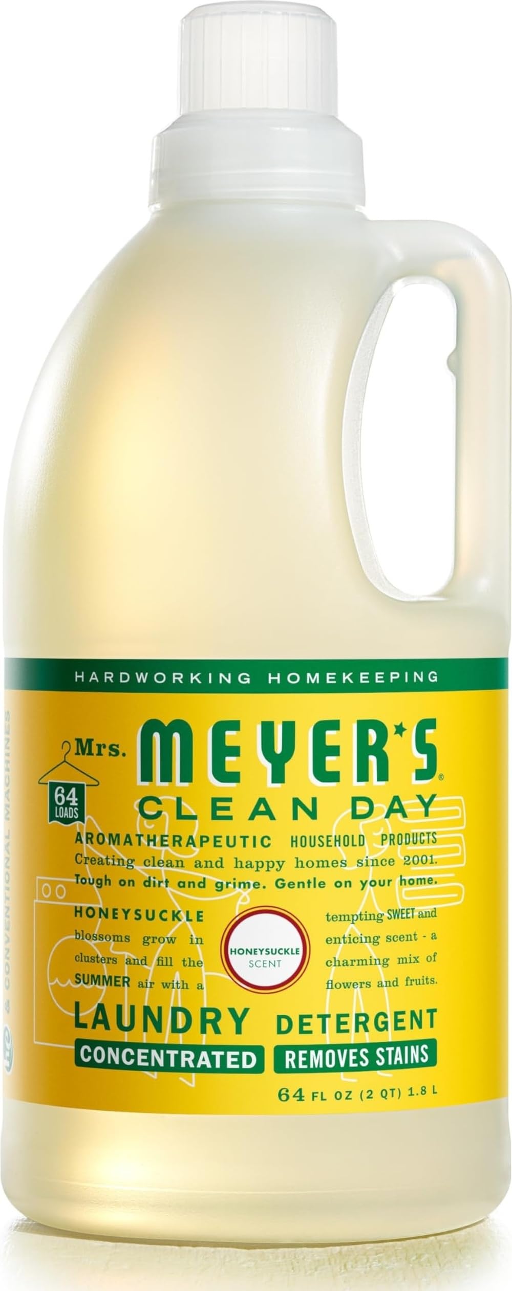 Mrs. MEYER'S botella frente Honeysuckle con aroma floral y limpieza eficaz