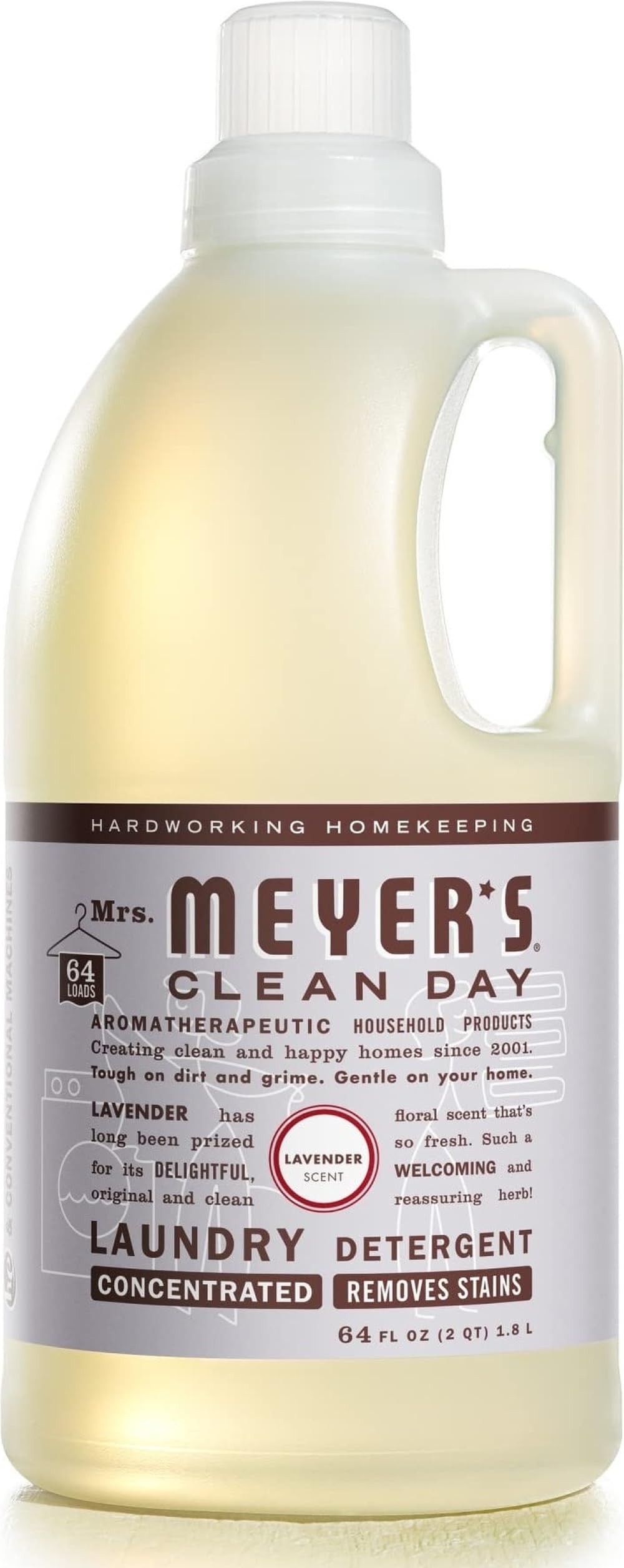 Mrs. MEYER'S botella frontal lavanda, presentación clara y rendimiento concentrado