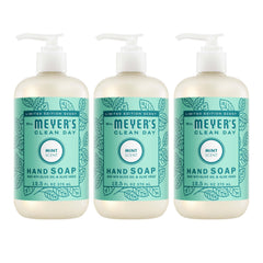 Mrs. MEYER'S vista frontal del envase con aroma menta y diseño claro