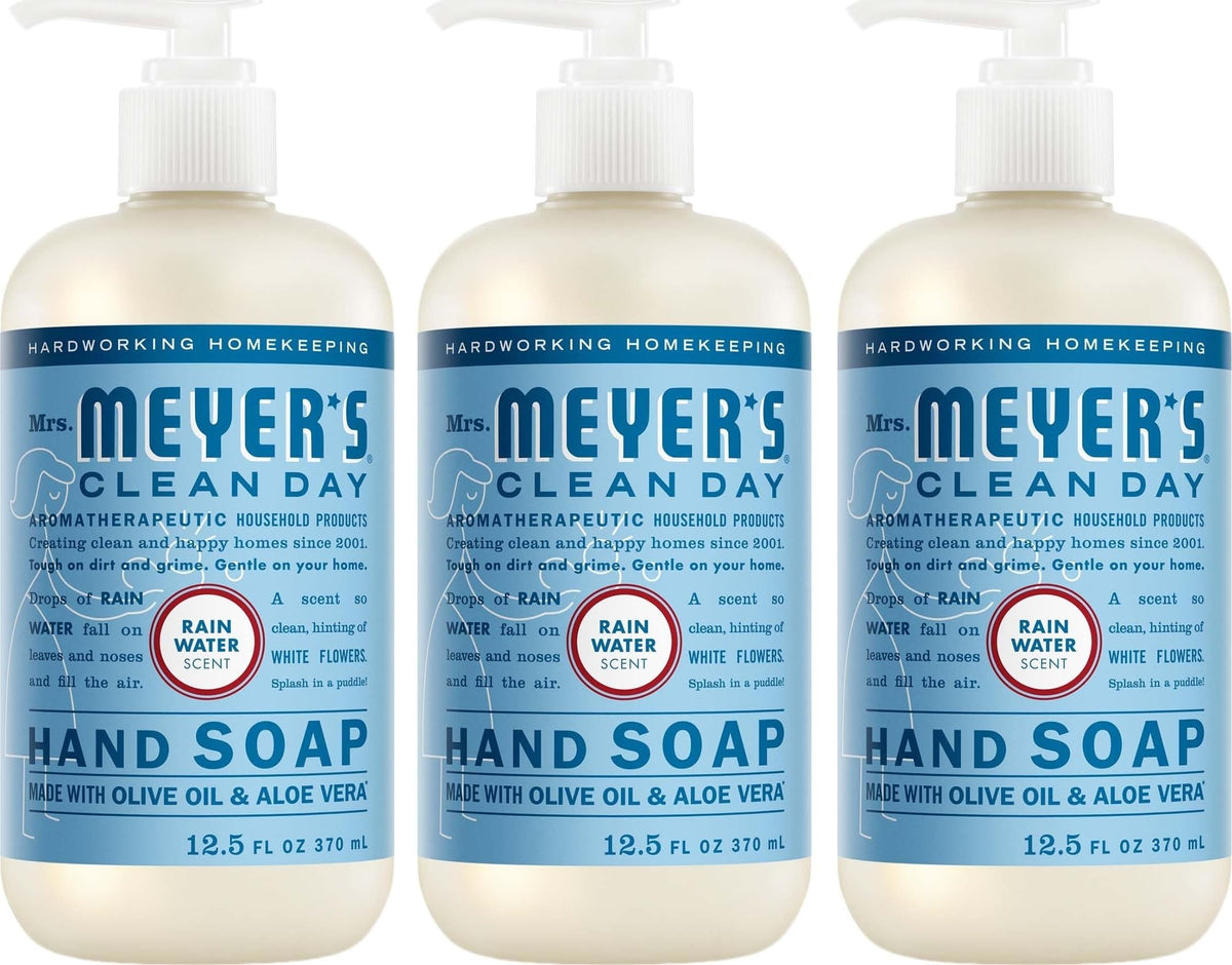MRS. MEYER'S pack frontal de tres botellas mostrando formato y limpieza
