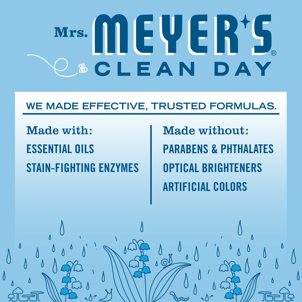 Mrs. MEYER'S detergente usado en lavadora demostrando limpieza eficiente