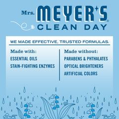 Mrs. MEYER'S detergente usado en lavadora demostrando limpieza eficiente