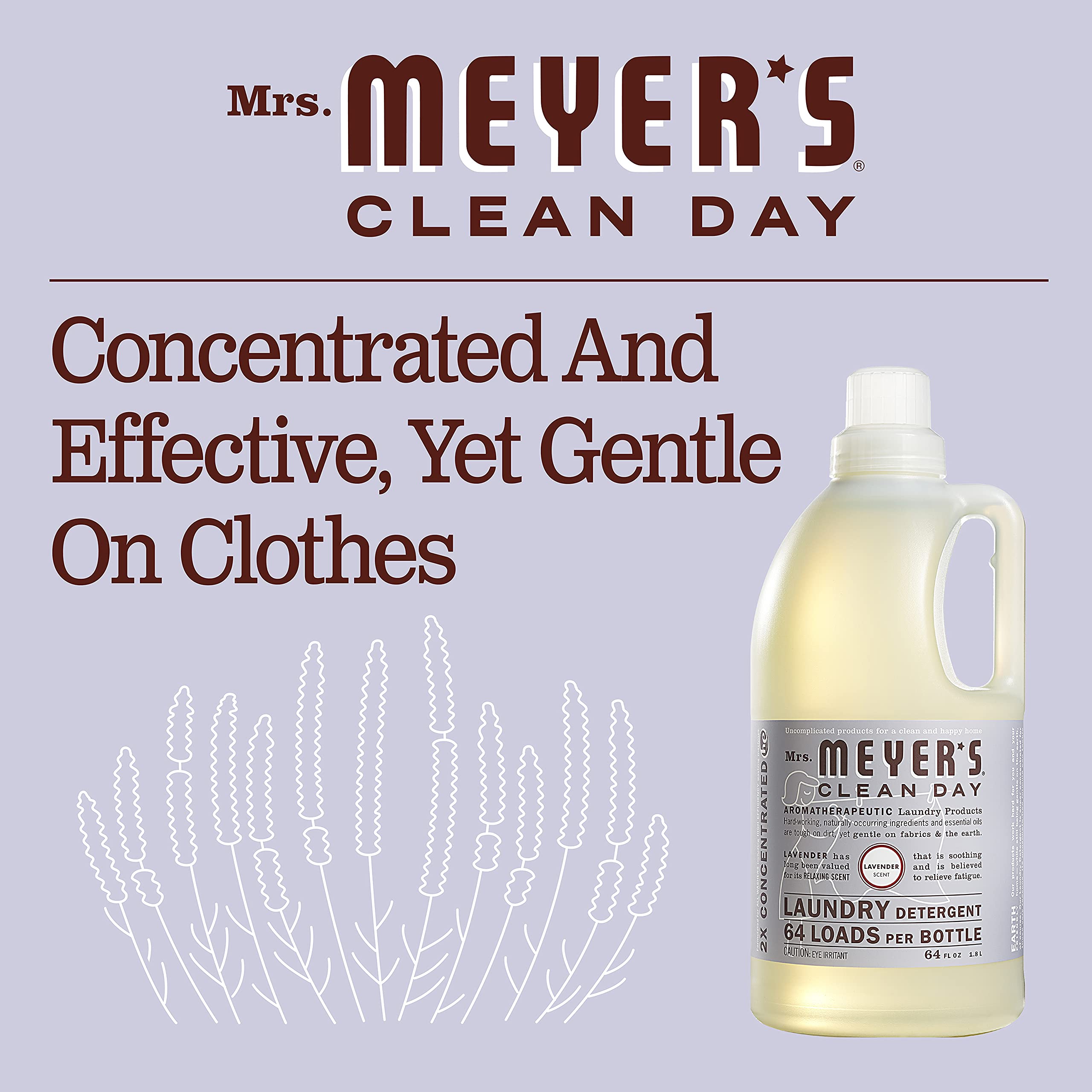 Mrs. MEYER'S vertido de detergente en una lavadora ilustrando uso sencillo y dosificación