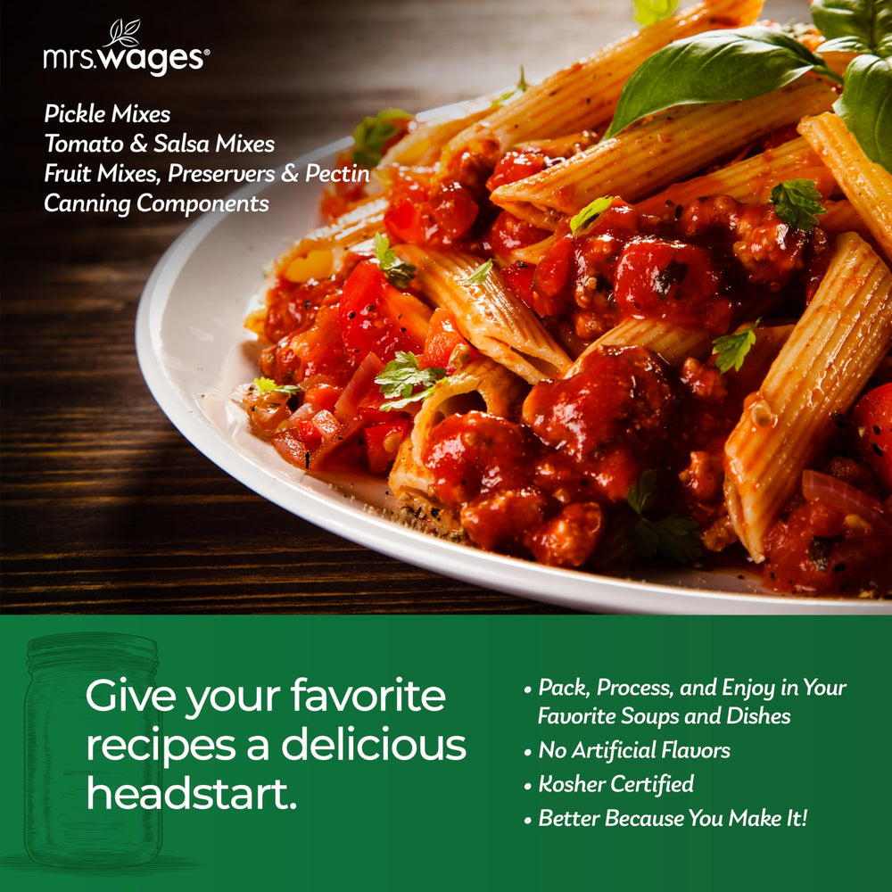 Mrs. Wages ambiente de cocina con salsa servida mostrando conveniencia