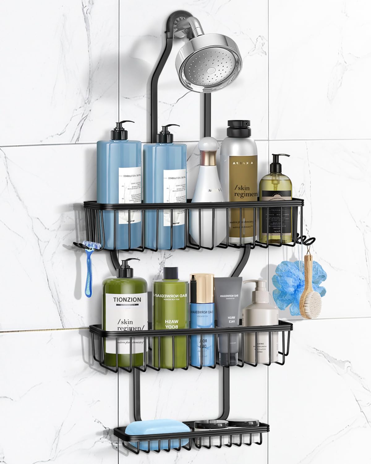 MSAICOE vista frontal del organizador colgante, maximiza espacio en ducha