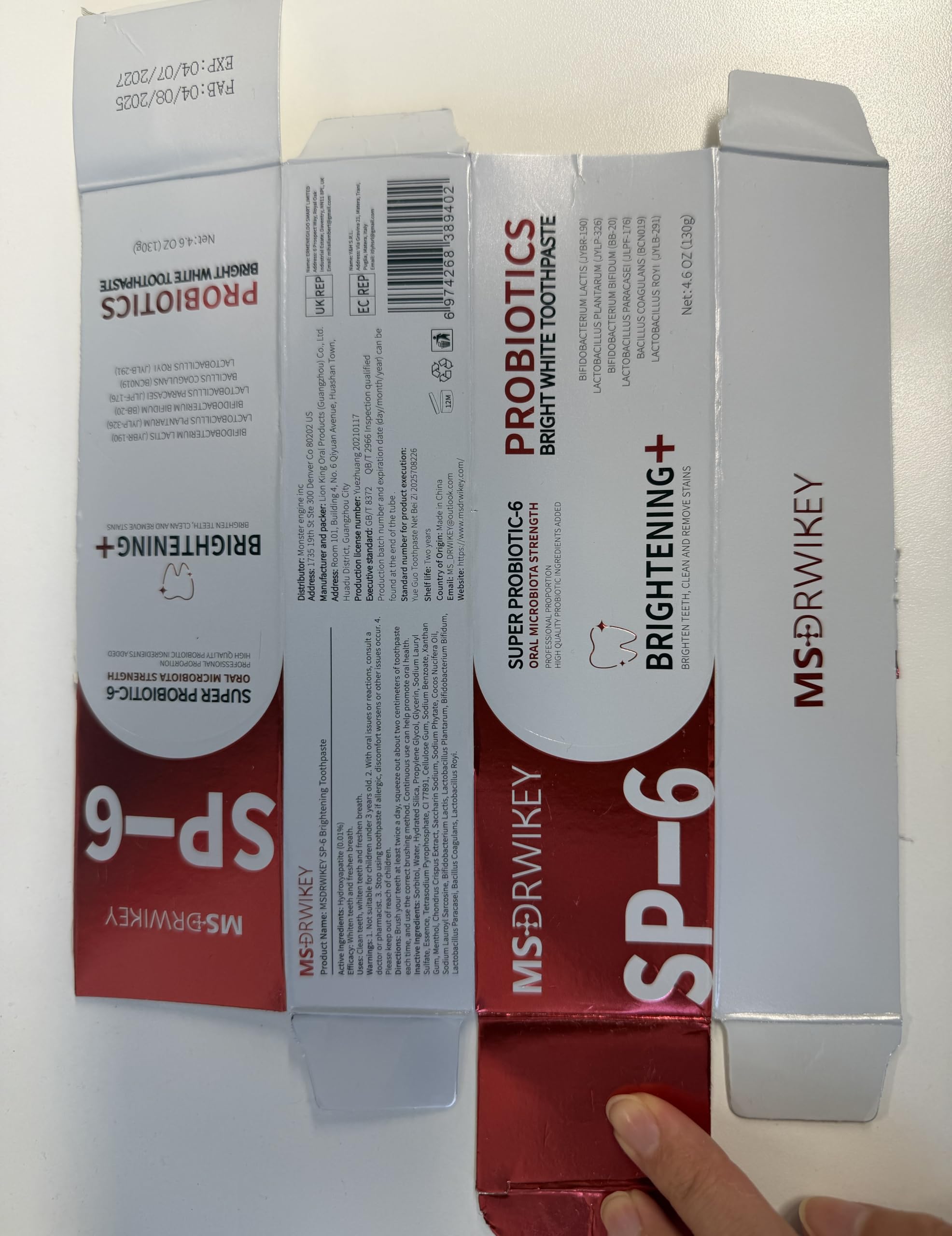 MSDRWIKEY etiqueta detallada con indicaciones y beneficios visibles