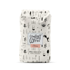 Mt. Comfort Coffee bolsa frontal mostrando etiqueta y tamaño 2.5 lb, conveniencia