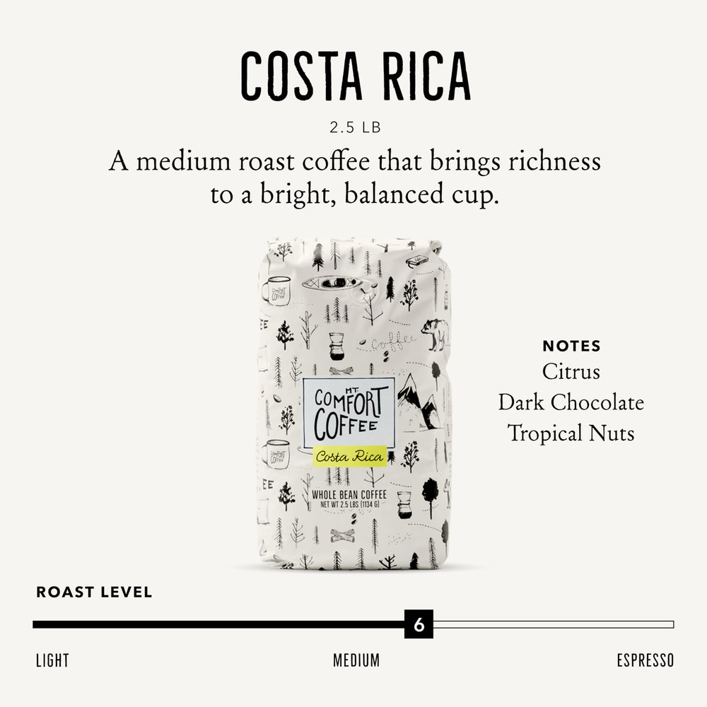 Mt. Comfort Coffee primeros planos de granos enteros con textura rica