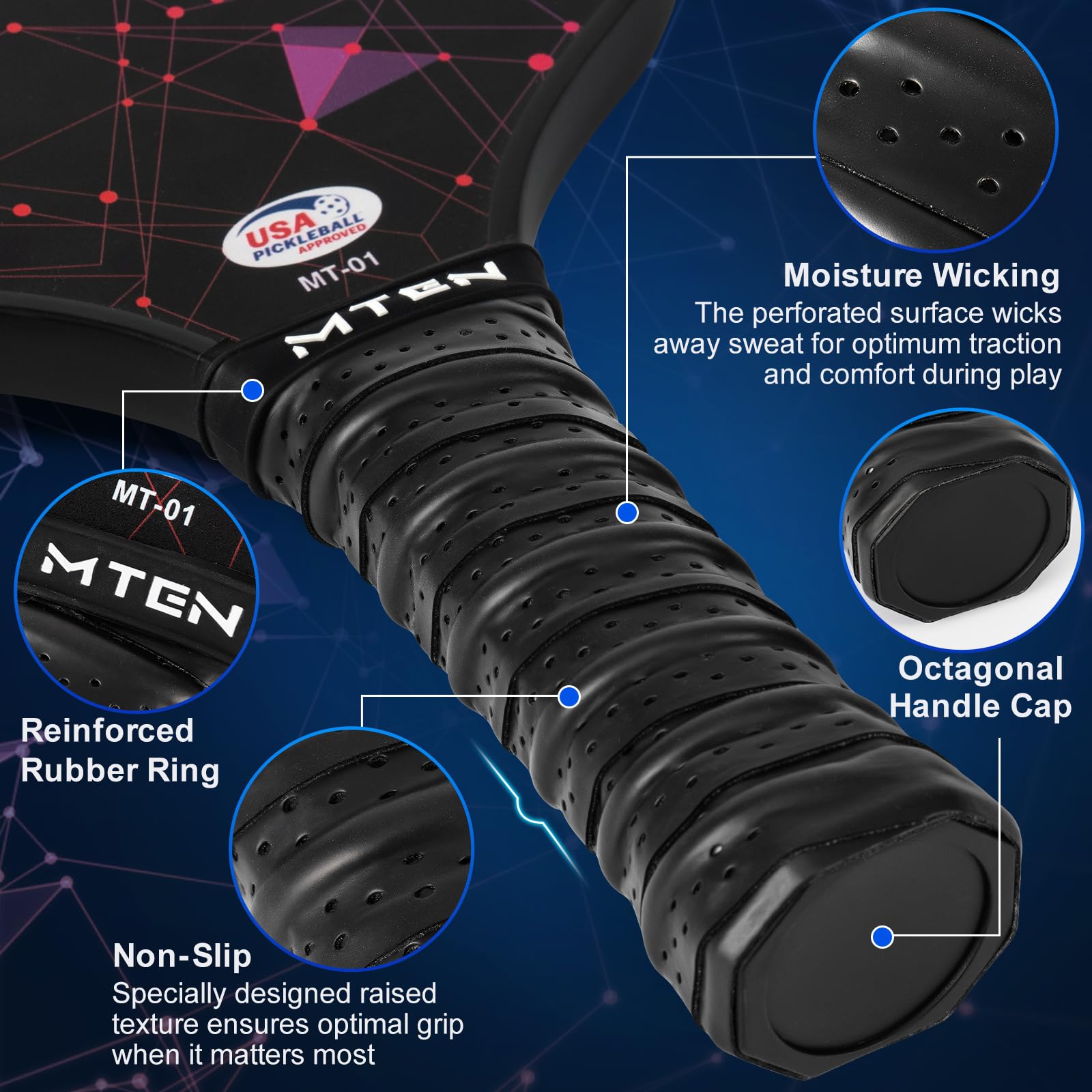 MTEN agarre perforado mostrando comodidad y absorción de sudor