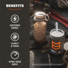MTN OPS vaso con bebida preparada Tiger's Blood, hidratación y enfoque inmediato