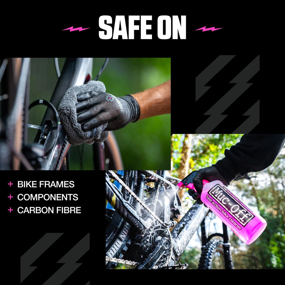Muc-Off etiqueta con instrucciones claras y beneficios visibles