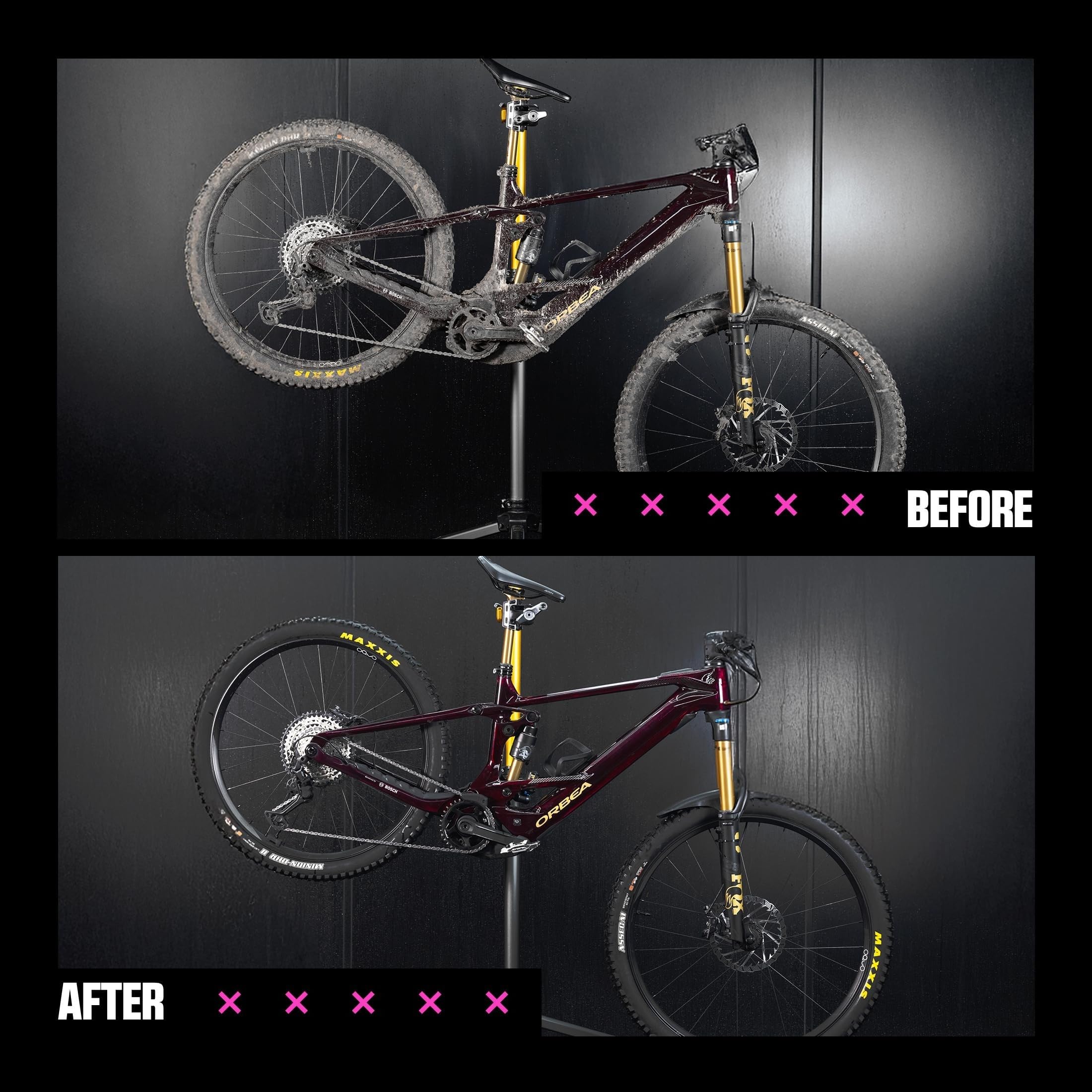 Muc-Off limpiando cadena de bicicleta para mantenimiento rápido