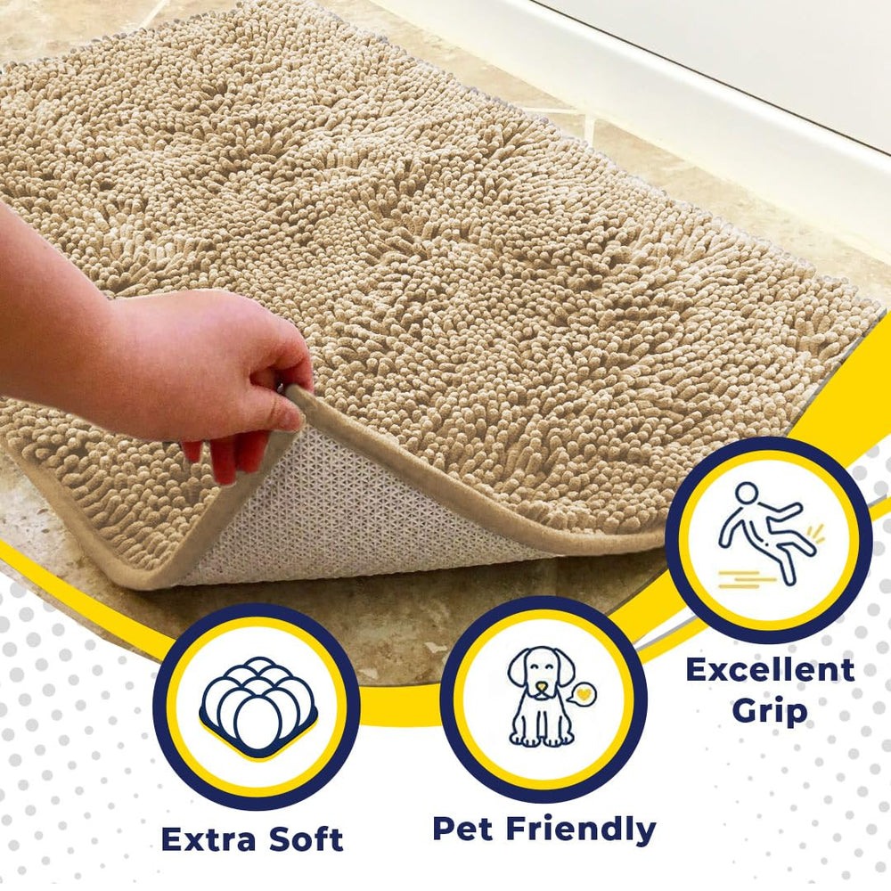 Muddy Mat primer plano de chenilla mullida que absorbe rápidamente