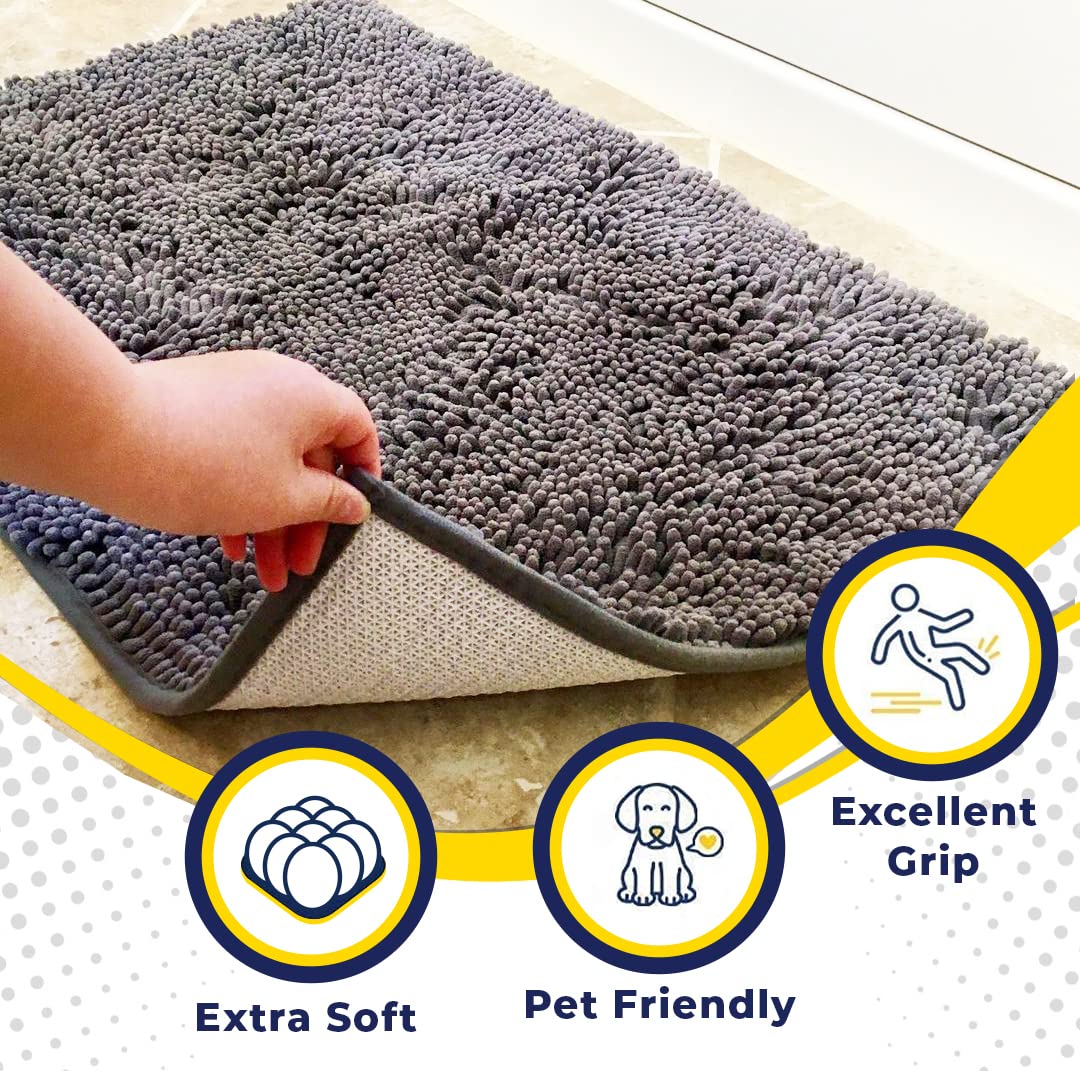 Muddy Mat primer plano de chenilla absorbente, retiene agua y suciedad eficientemente