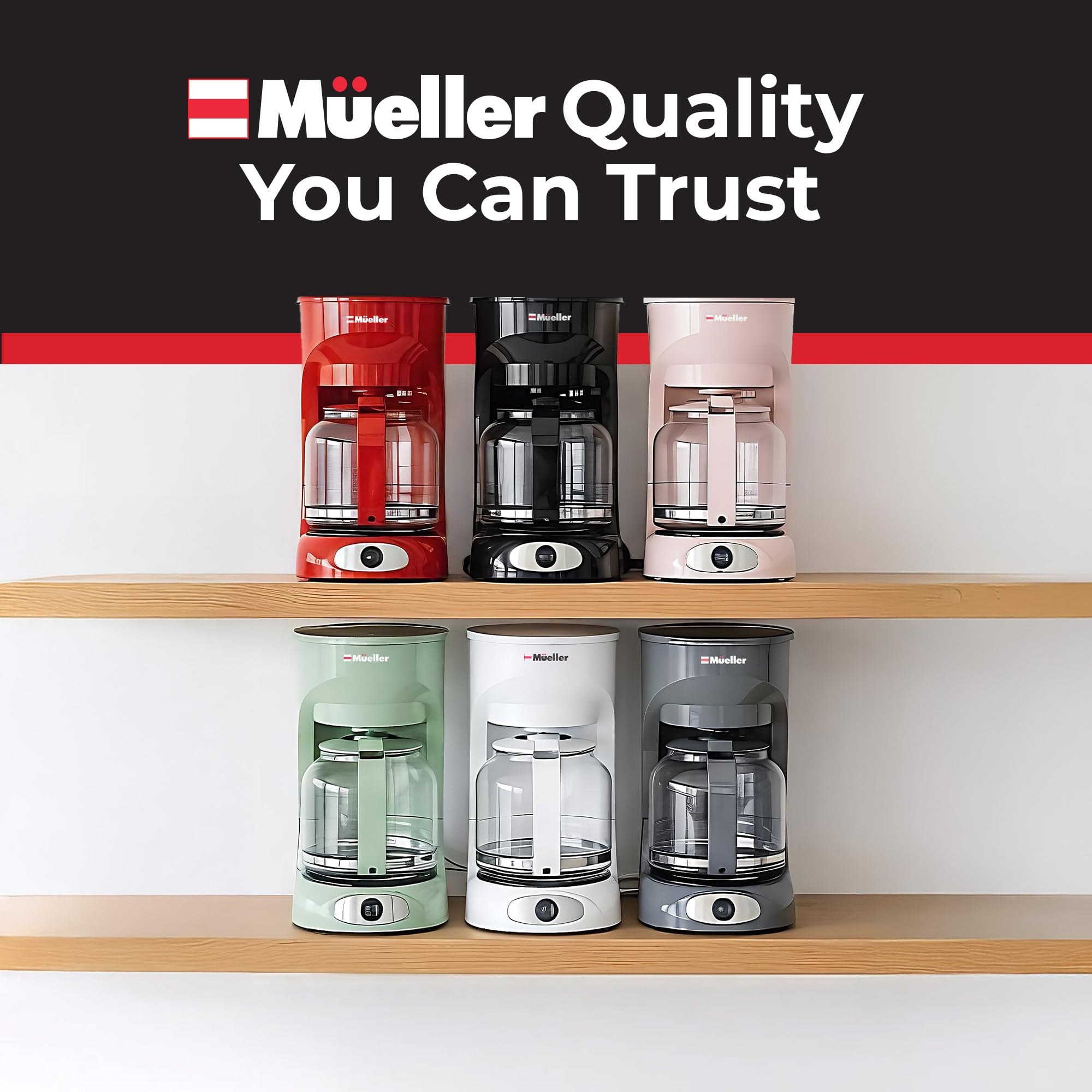MUELLER cafetera en cocina durante desayuno, apta para reuniones familiares