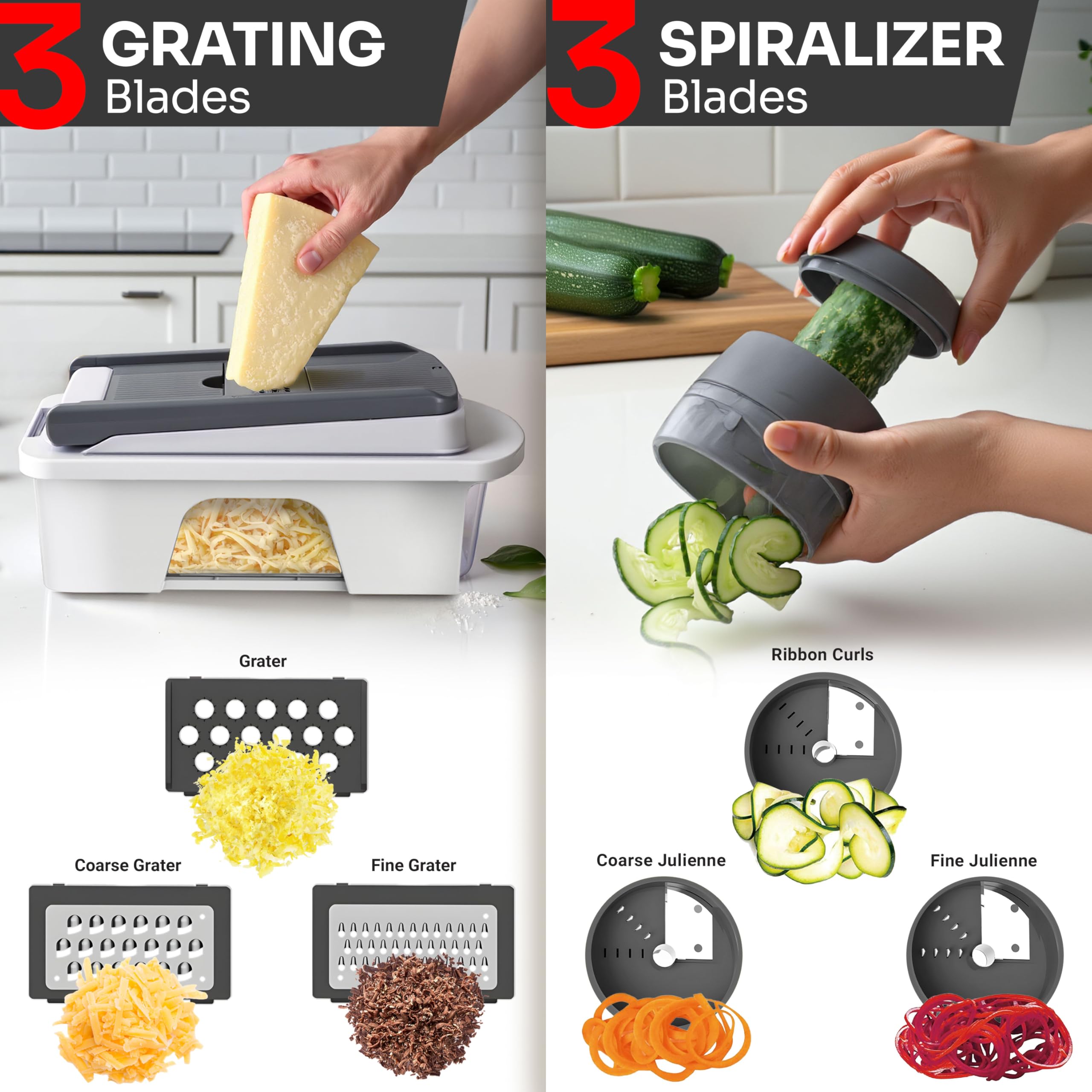 MUELLER HOME espiralizador en uso creando tallarines vegetales saludables